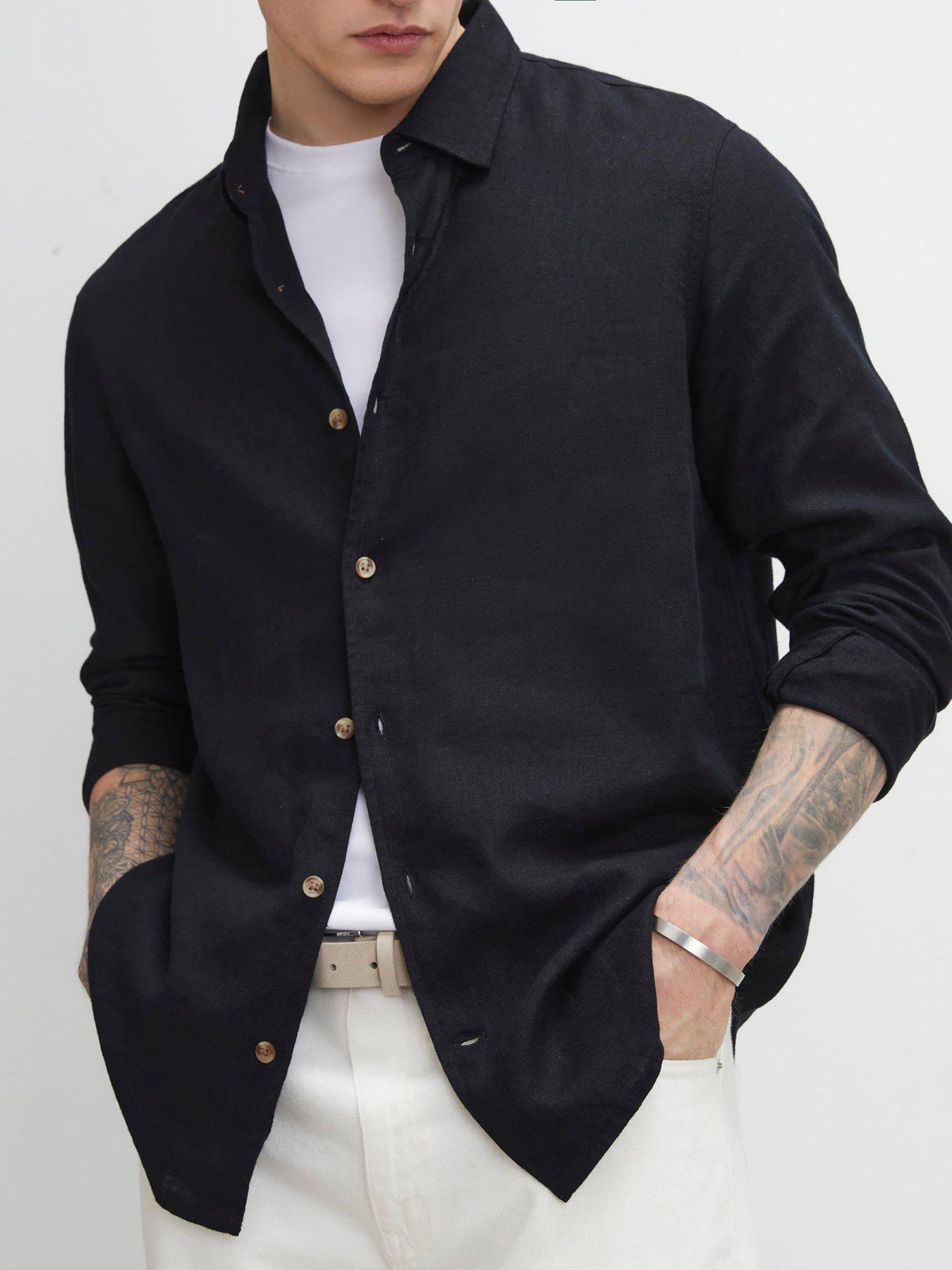 River Island Regular Fit Luminus Linen Blend Shirt