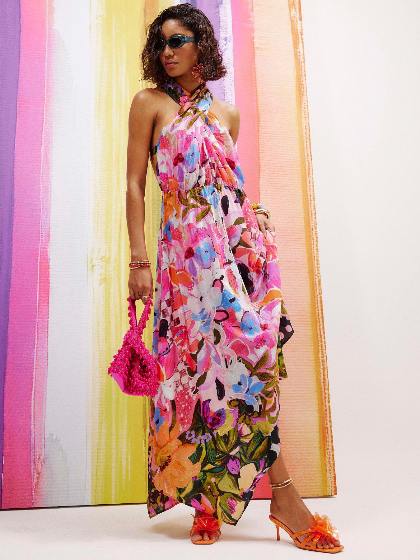 River Island Printed Halter Neck Midi Dress