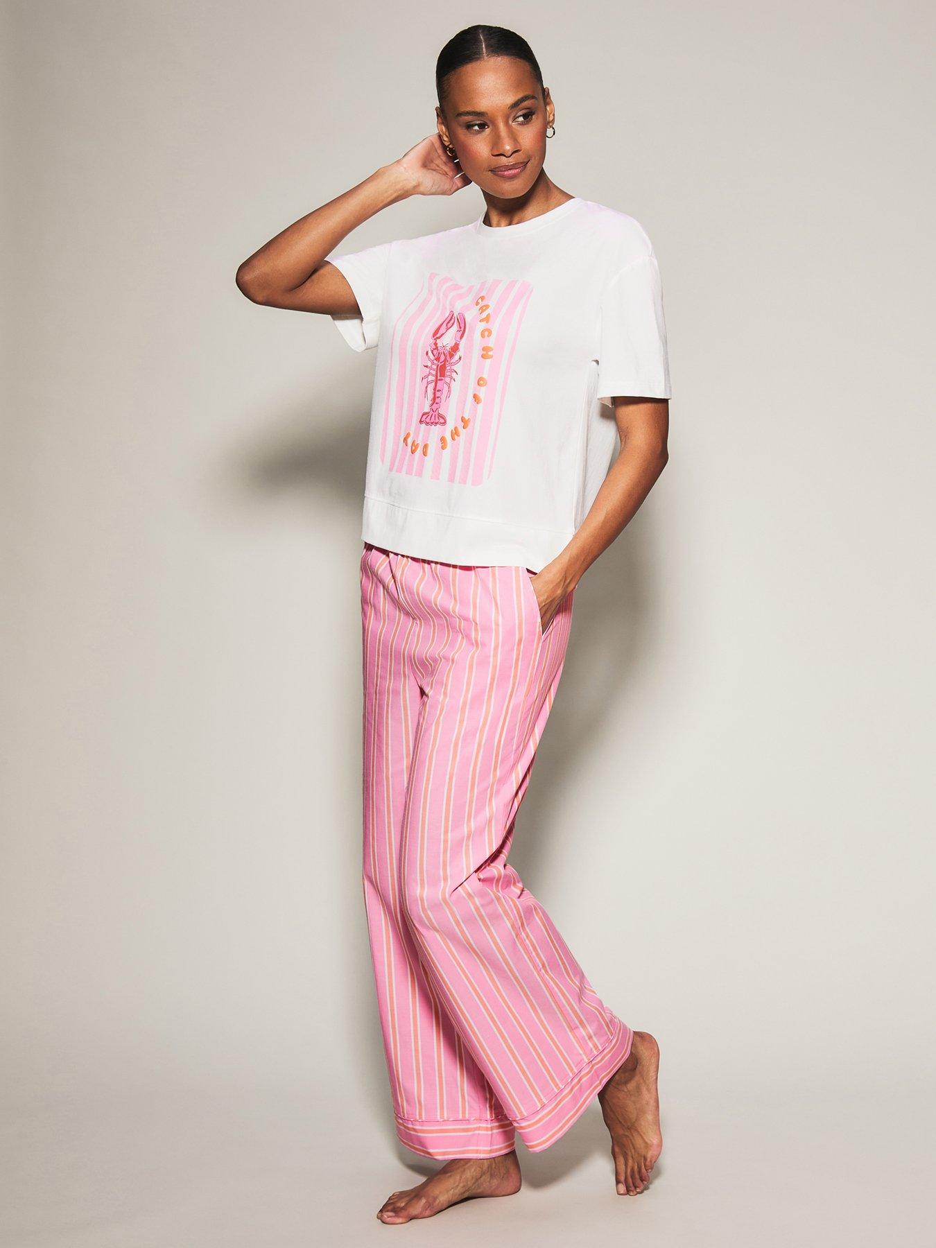Image 1 of 6 of Knickerbox Knickerbox Lobster Stripe Pyjama T-Shirt &amp; Trouser Set
