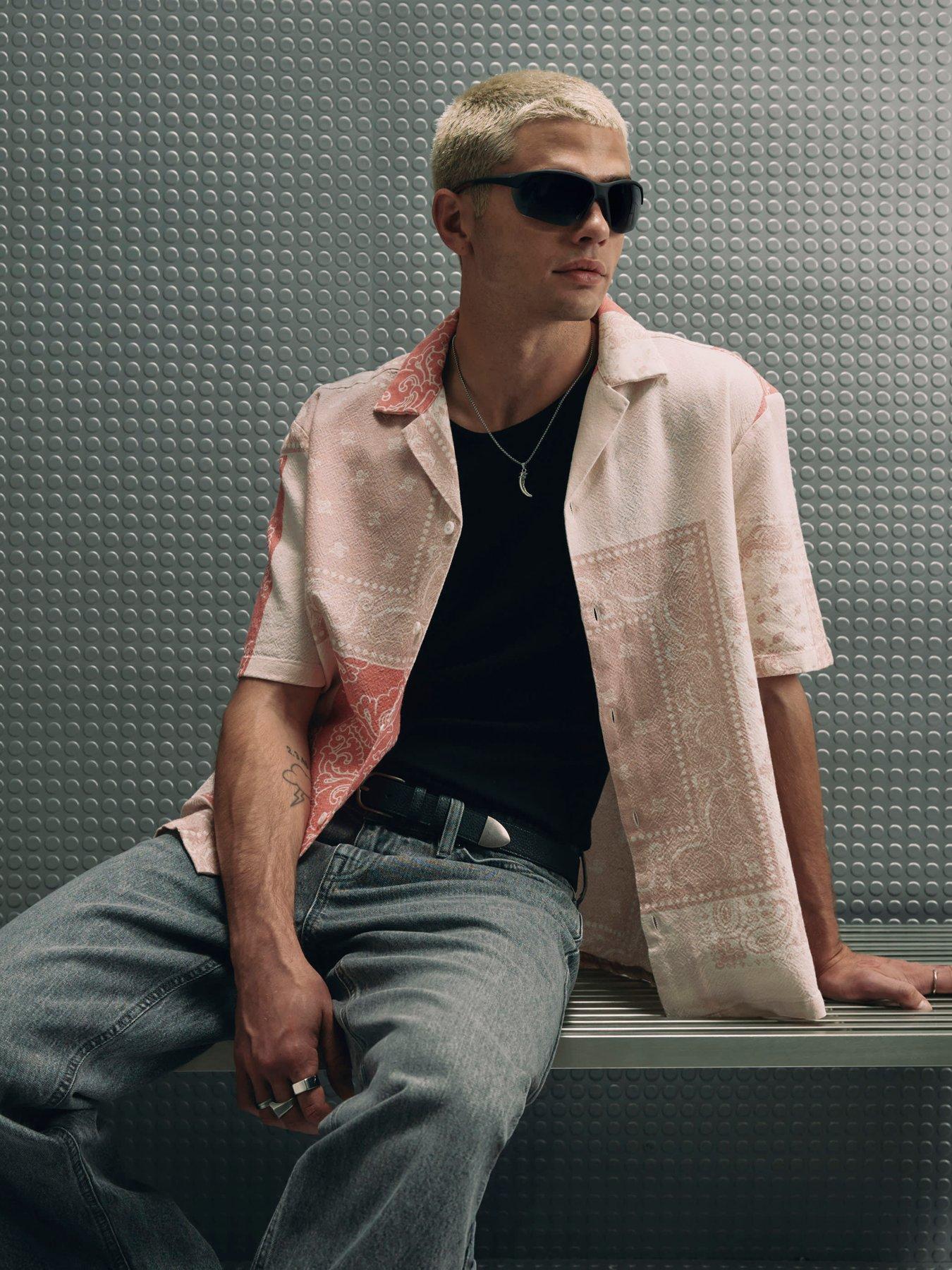 River Island Slim Fit Tapestry Print Cotton Shirt