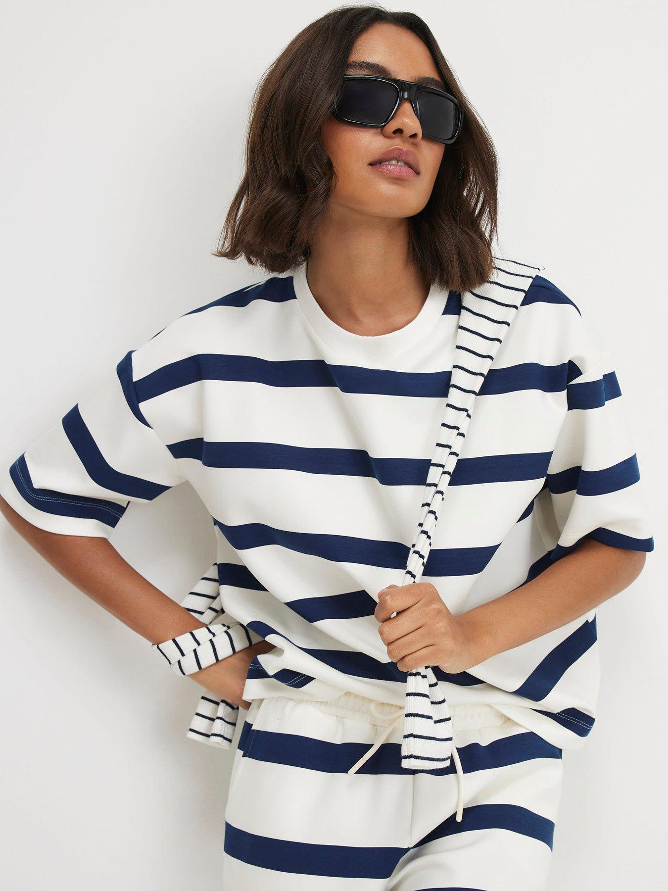 River Island Premium Striped Boxy T-shirt