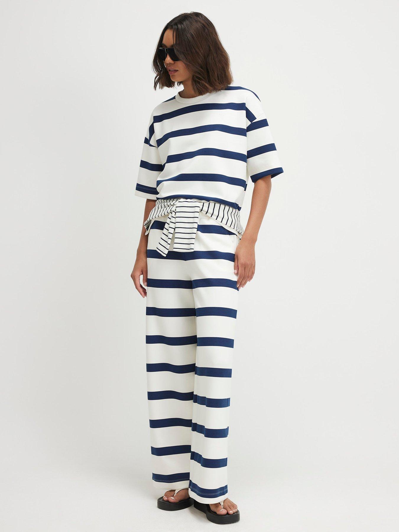 Image 3 of 4 of River Island Premium Striped Boxy T-shirt
