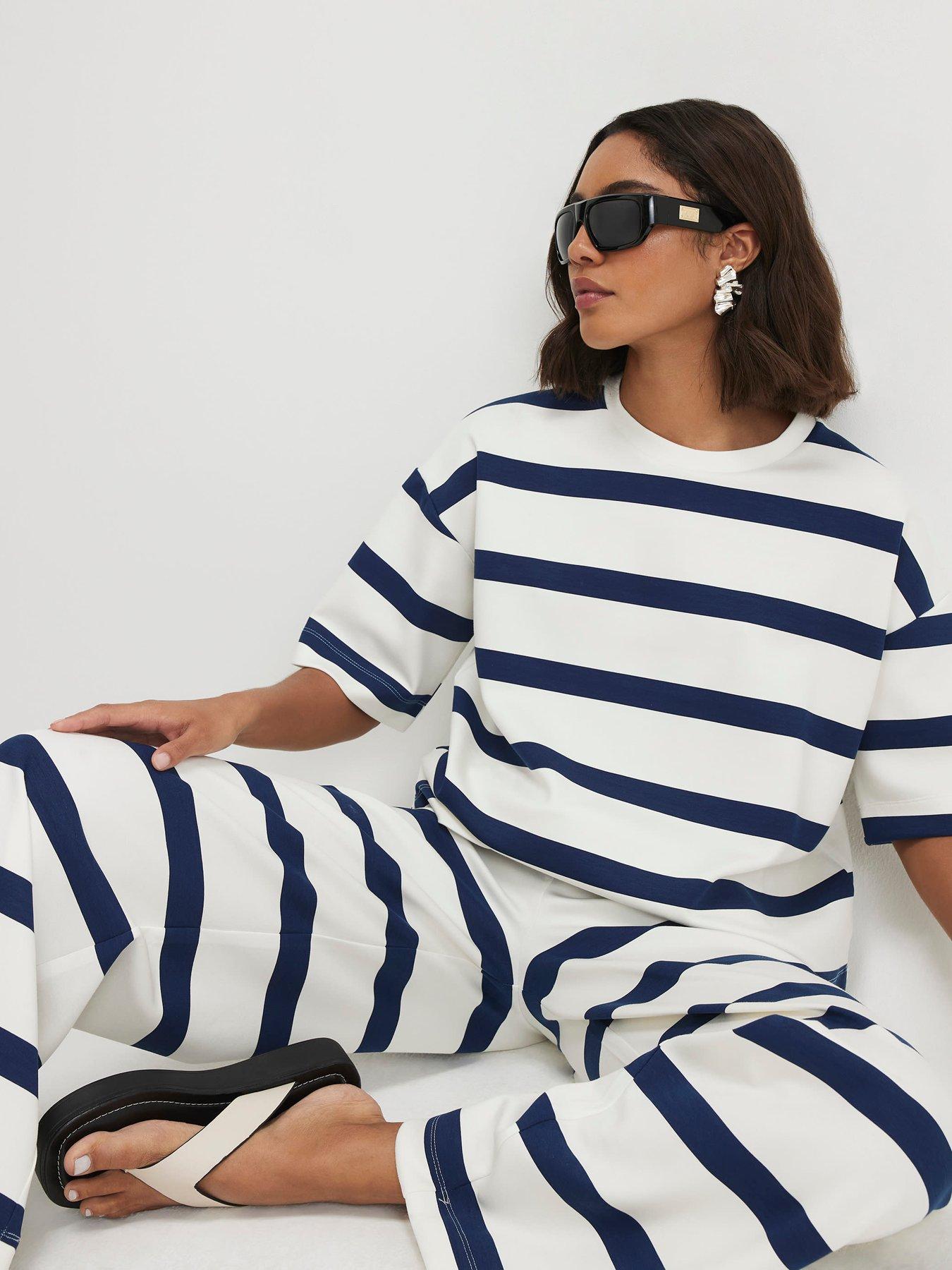 Image 4 of 4 of River Island Premium Striped Boxy T-shirt