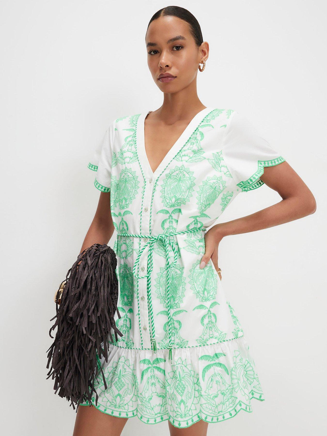 River Island Cotton Embroidered Mini Dress