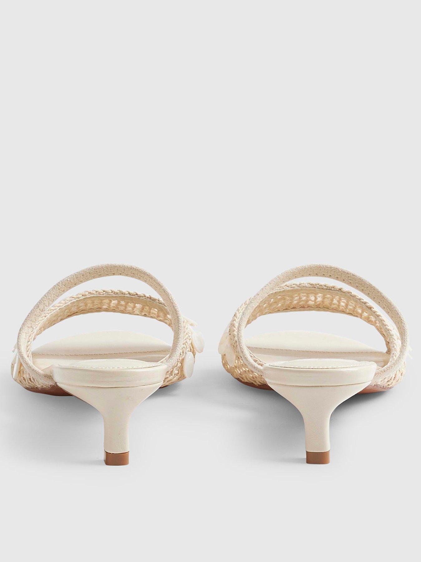 Image 3 of 4 of River Island Shell Crochet Low Heel Sandals - Cream
