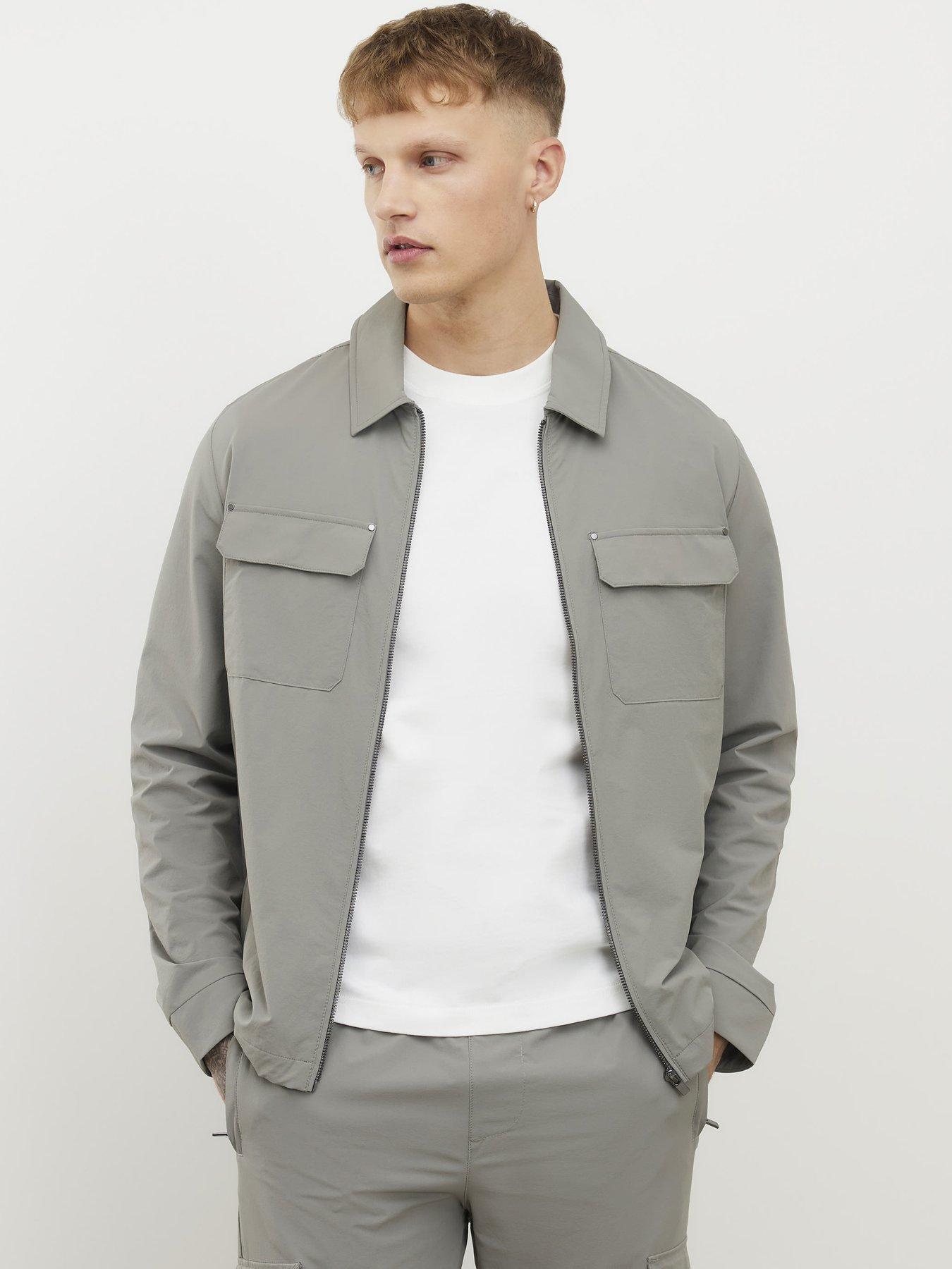 River Island Muscle Fit Shacket - Grey