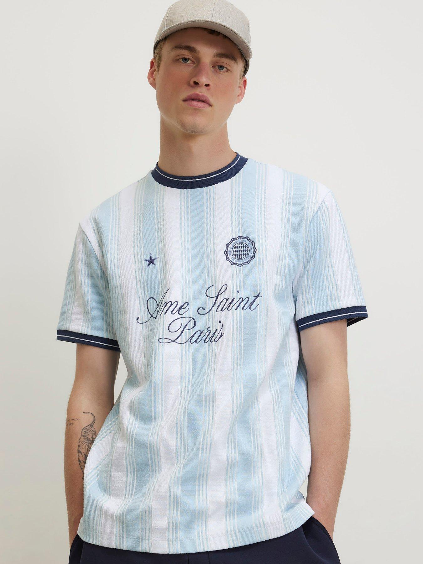River Island Cotton Blend Ame Saint Paris T-shirt - Blue