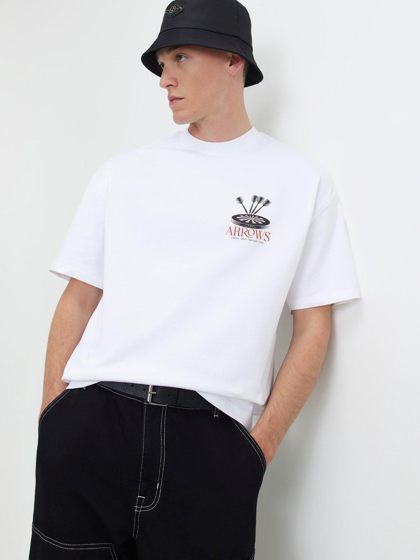 River Island Oversized Fit Arrows Dart T-shirt - White