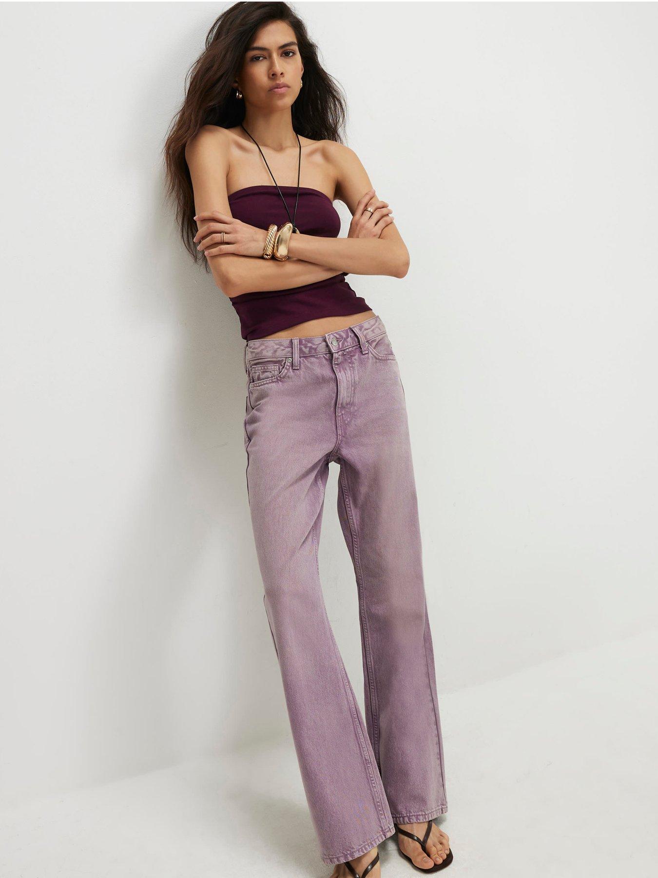 River Island Relaxed Straight Leg Jeans - Purple