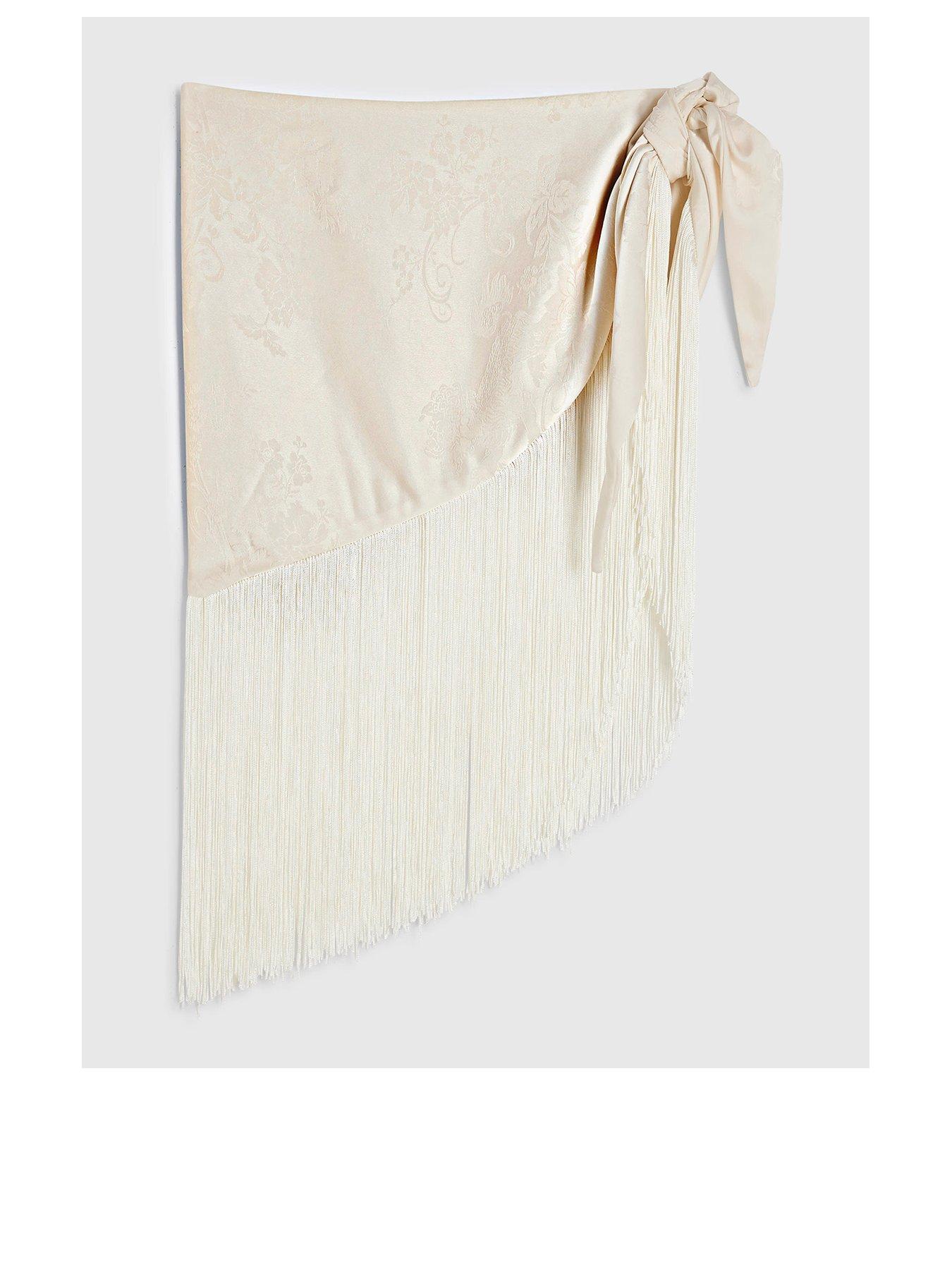 River Island Fringe Jacquard Hip Scarf - Cream
