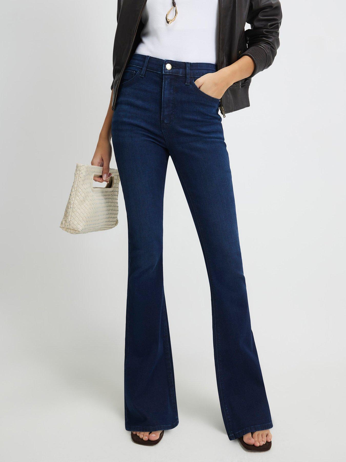 River Island High Waisted Sculpt Stretch Flare Jeans - Blue