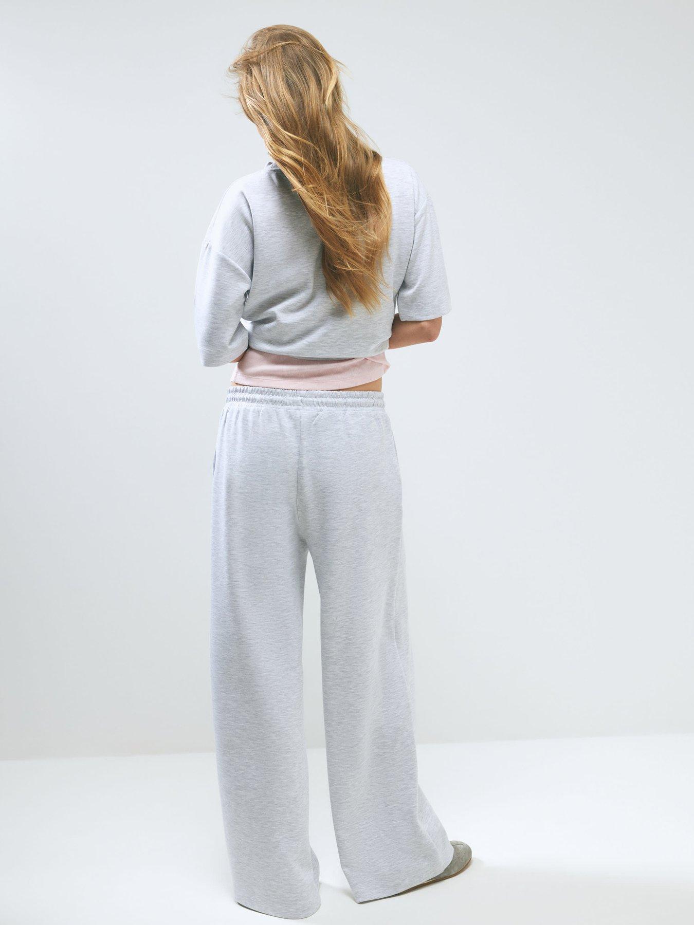 Image 2 of 4 of River Island Premium Drawstring Wide Leg Joggers - Grey