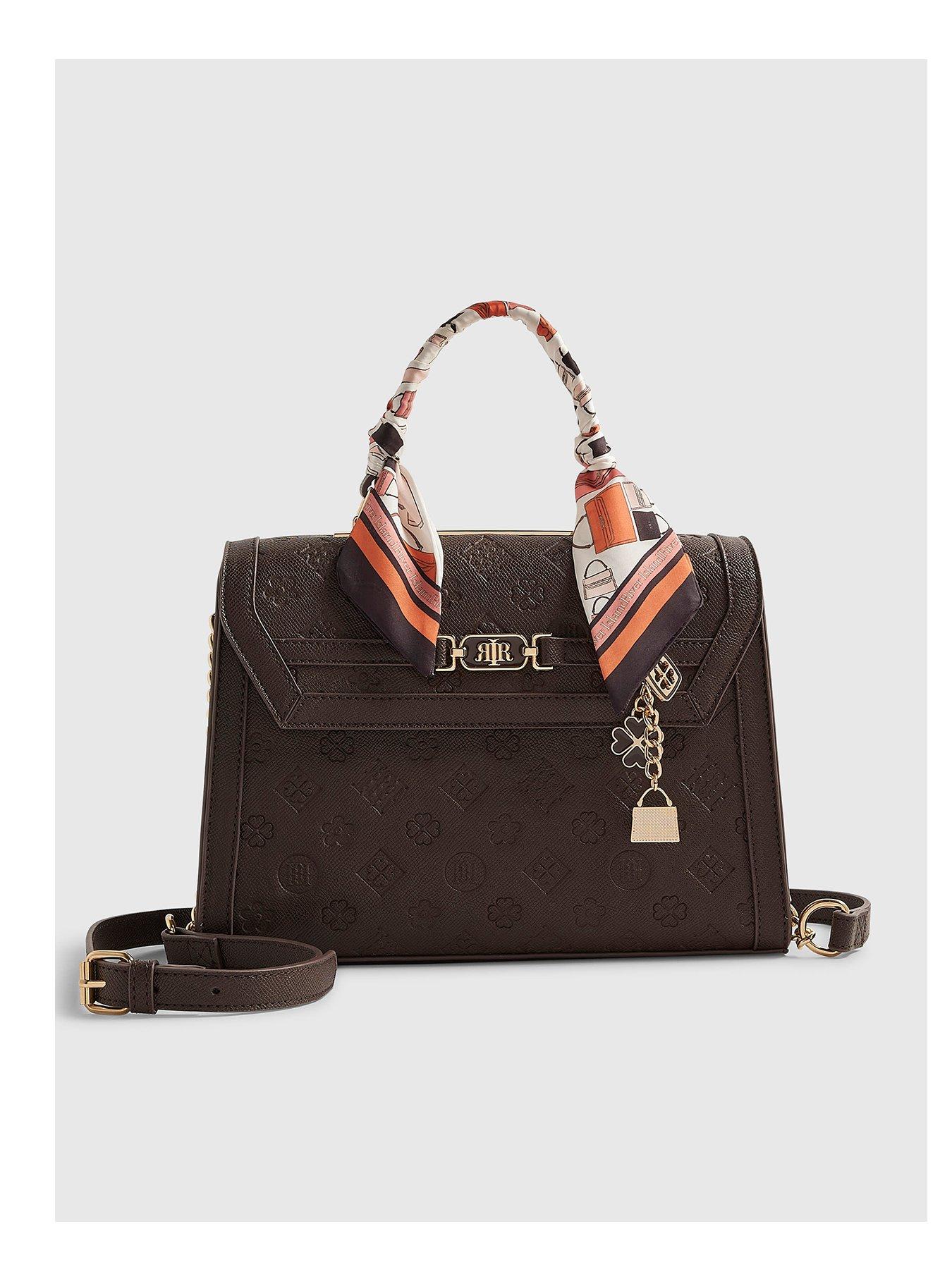 Image 2 of 5 of River Island Scarf Embossed Charm Tote Bag - Brown
