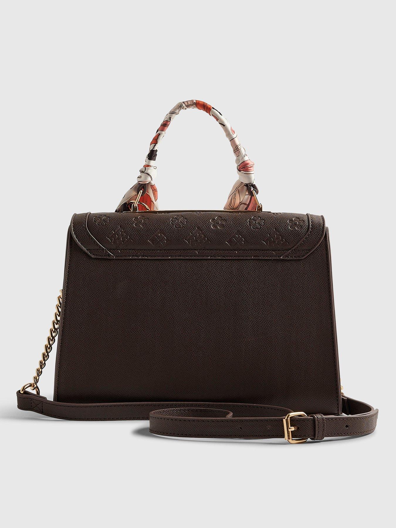 Image 3 of 5 of River Island Scarf Embossed Charm Tote Bag - Brown
