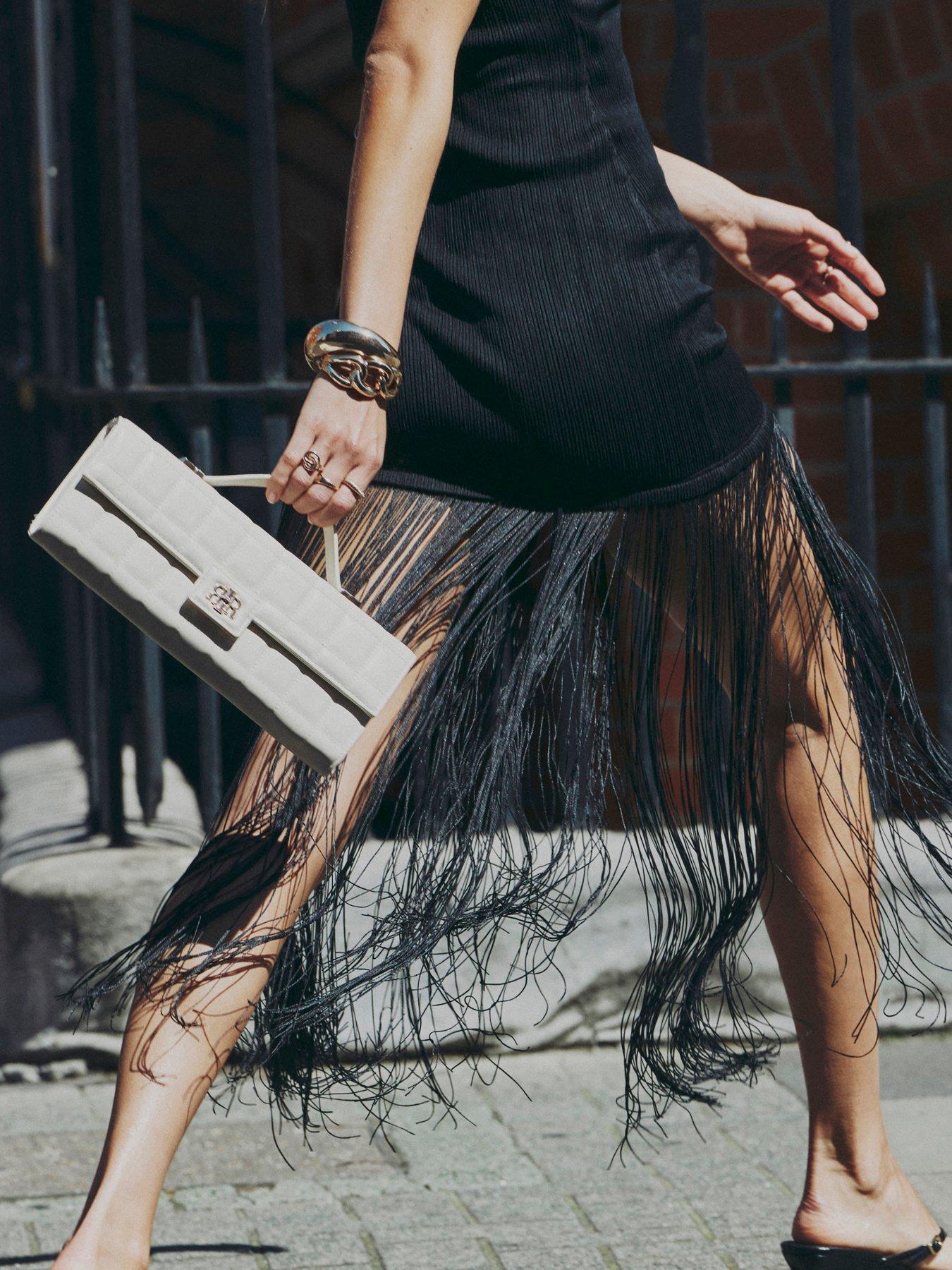 River Island Quilted Clutch Bag - Cream