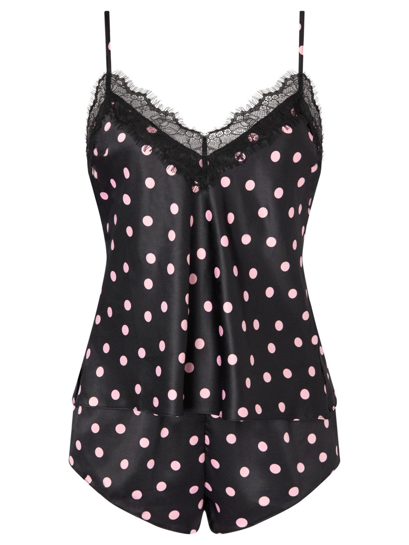Image 4 of 4 of Ann Summers Cerise Polka Dot Cami Top &amp; Shorts Set