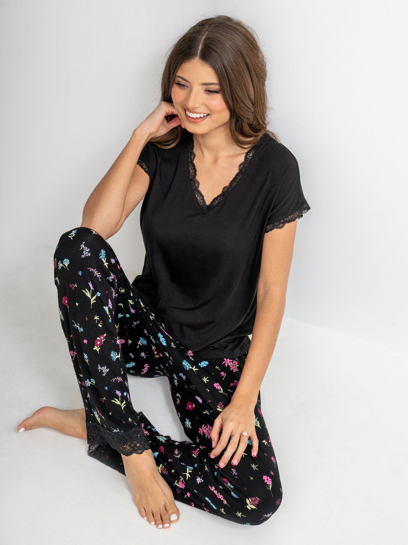 Image 2 of 4 of Pour Moi Sofa Loves Lace T-Shirt and Trouser Pyjama Set