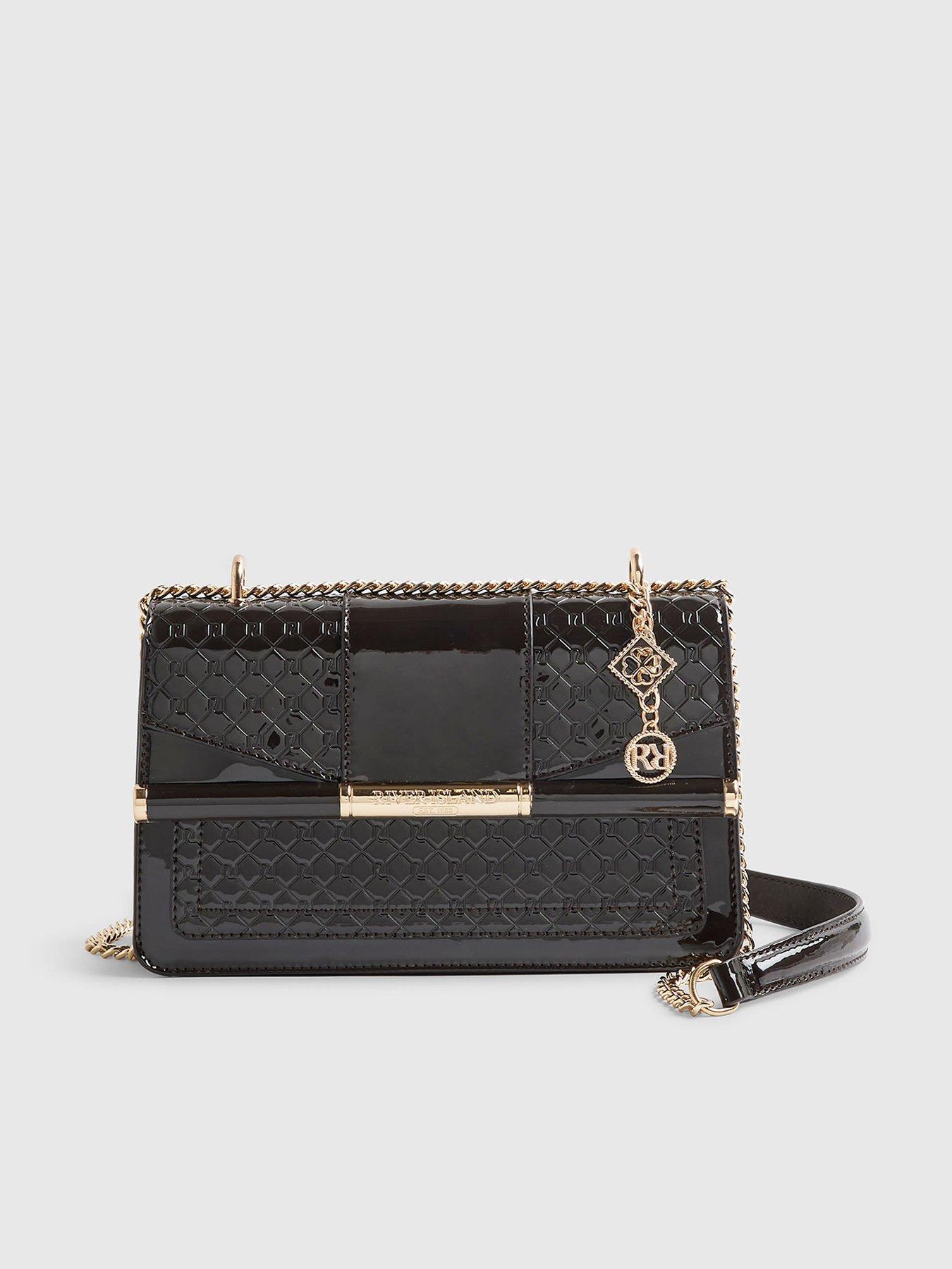 River Island Monogram Bar Front Shoulder Bag - Brown