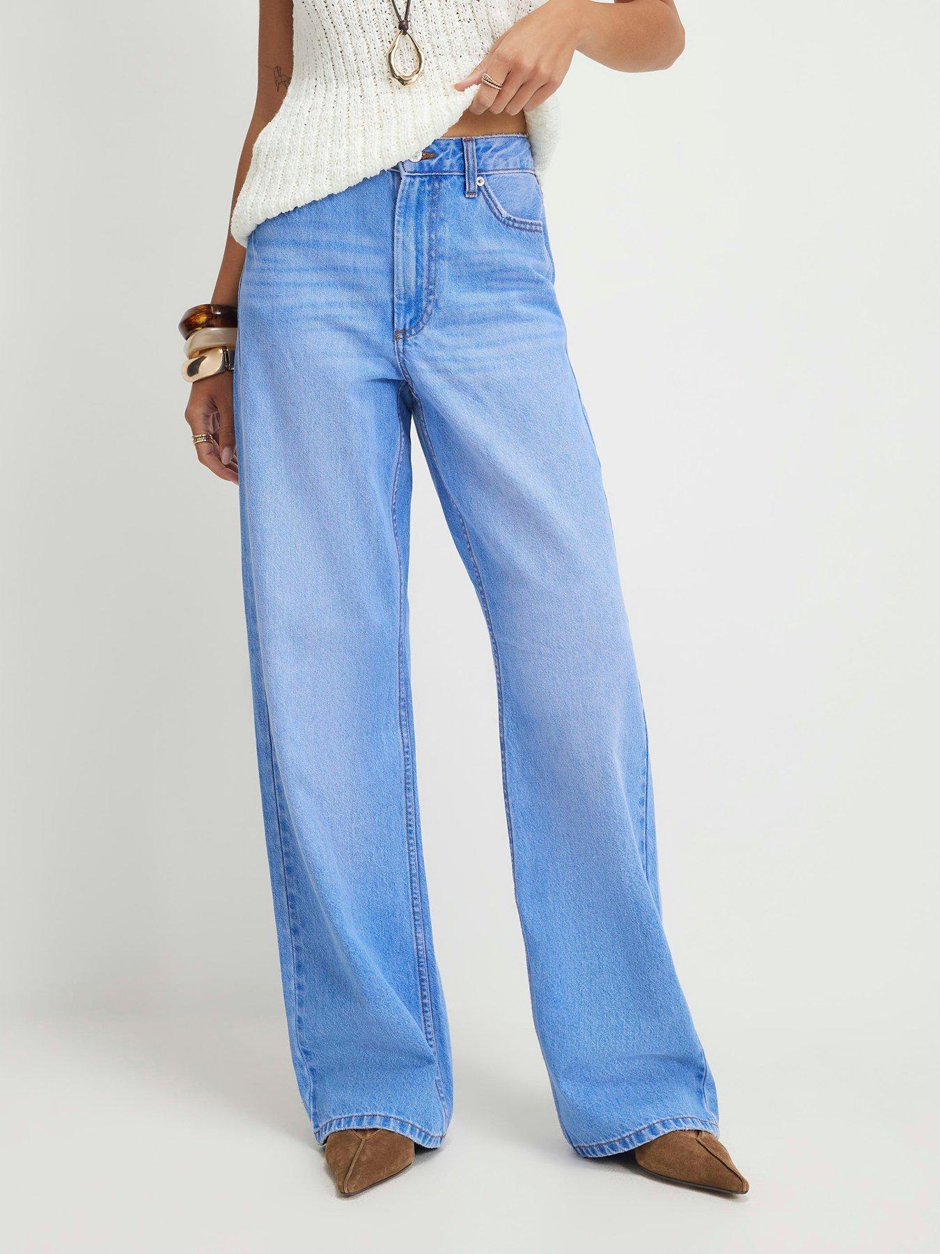 River Island Relaxed Straight Leg Jeans - Blue