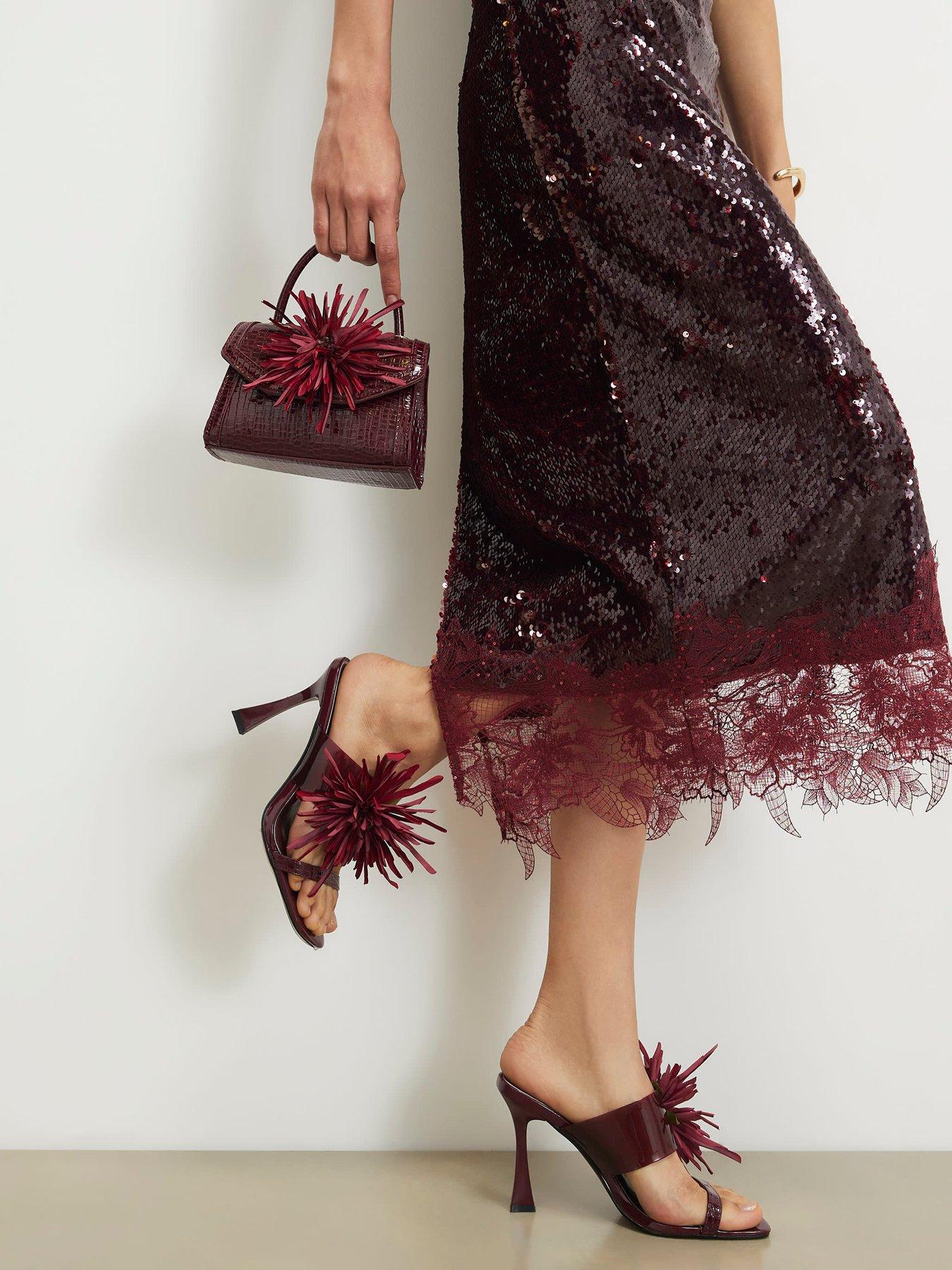 River Island Perspex Flower Heeled Mules - Red