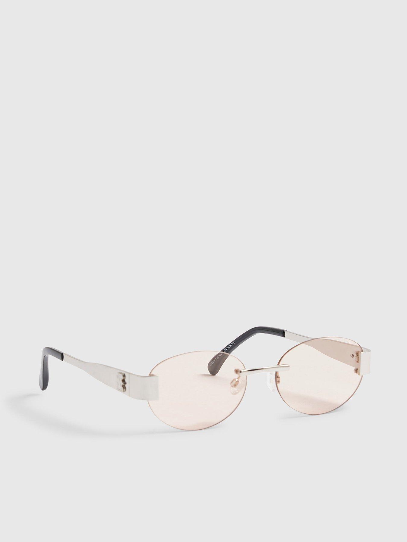 River Island Frameless Round Slim Sunglasses - Silver