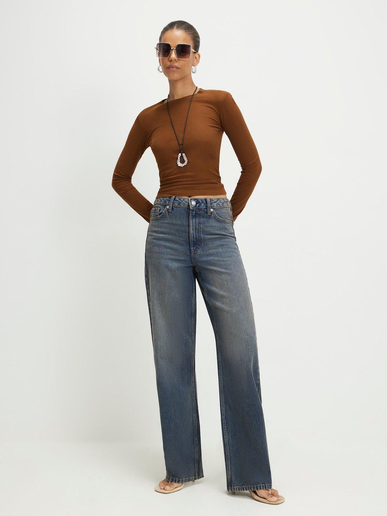 River Island Tinted Relaxed Straight Leg Jeans - Blue