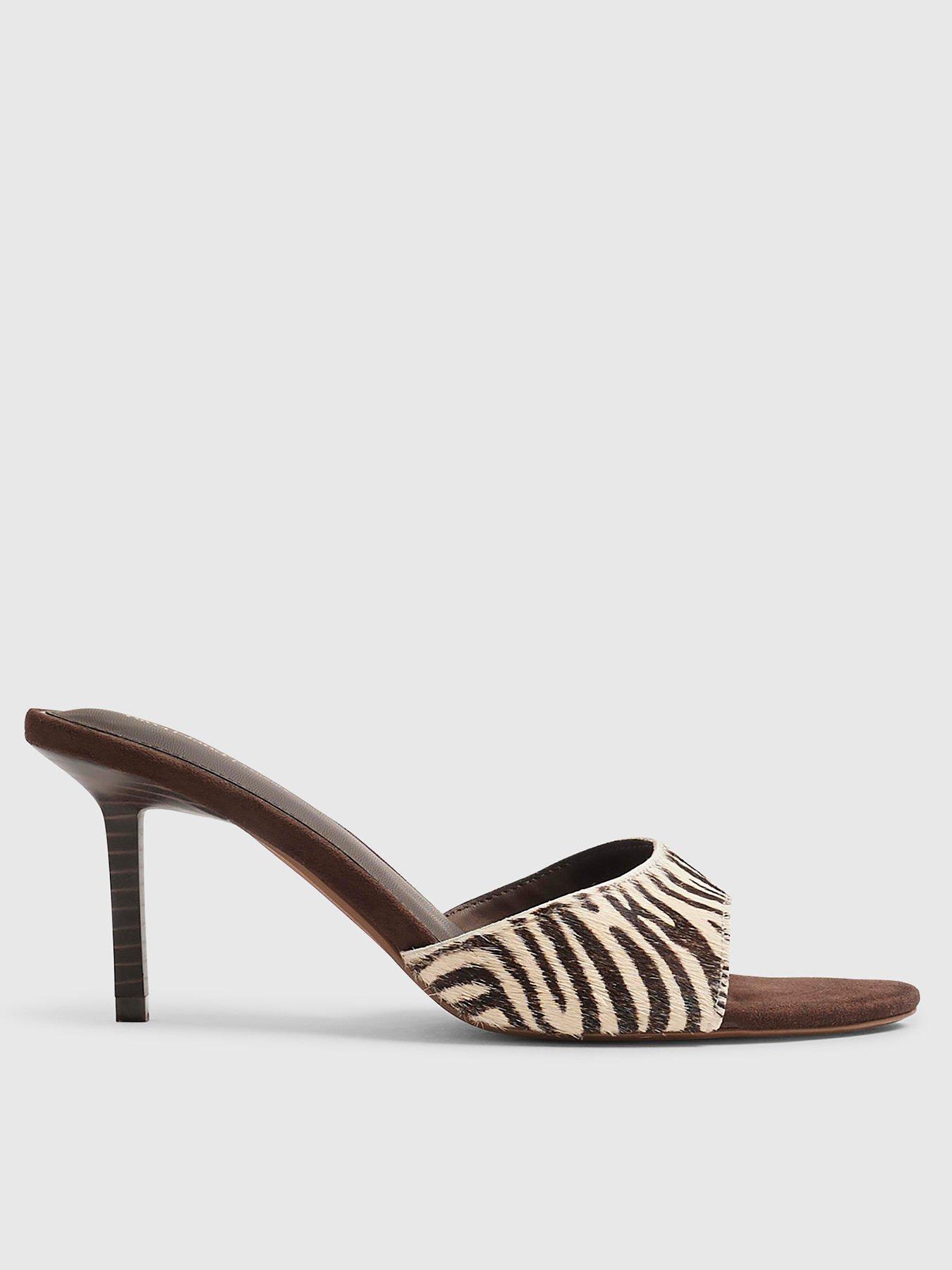 River Island Zebra Mule Heeled Sandals - Brown