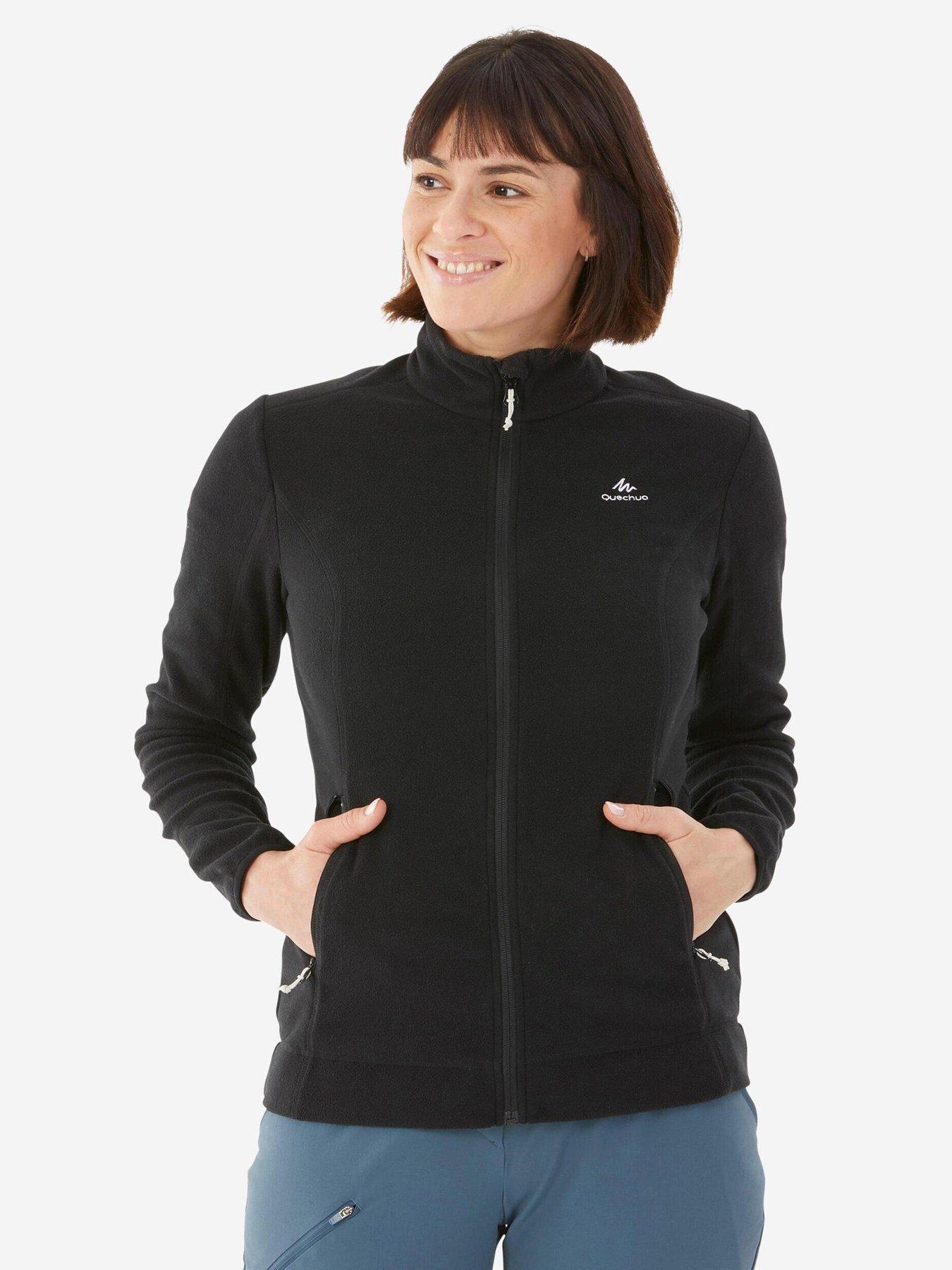 Decathlon Womens Mountain Walking Full-zip Fleece MH100 - Black