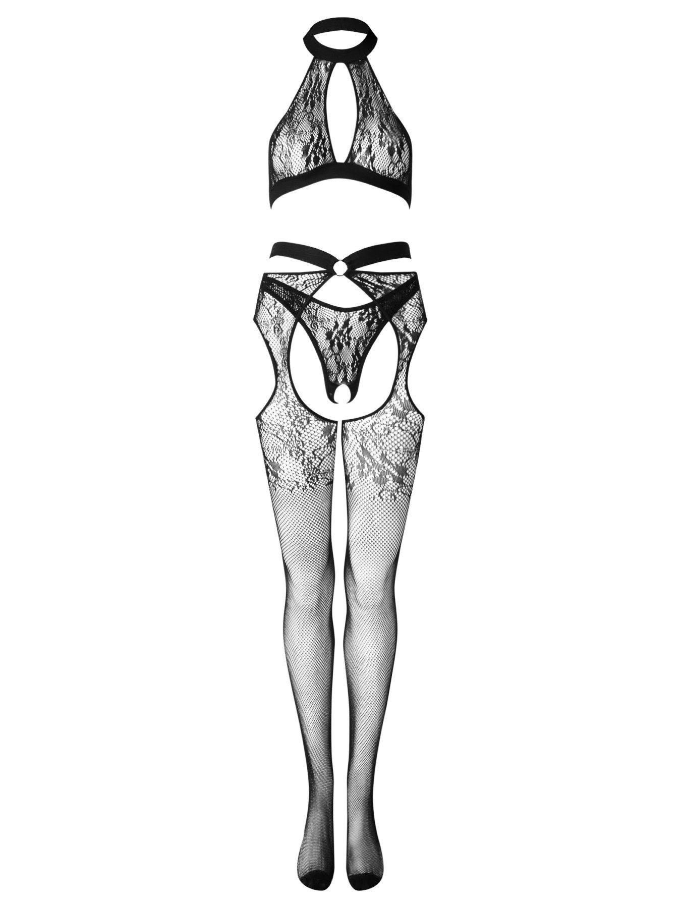 Image 5 of 5 of Ann Summers Beneath The Sheets Crotchless Bodystocking 3 Piece Set