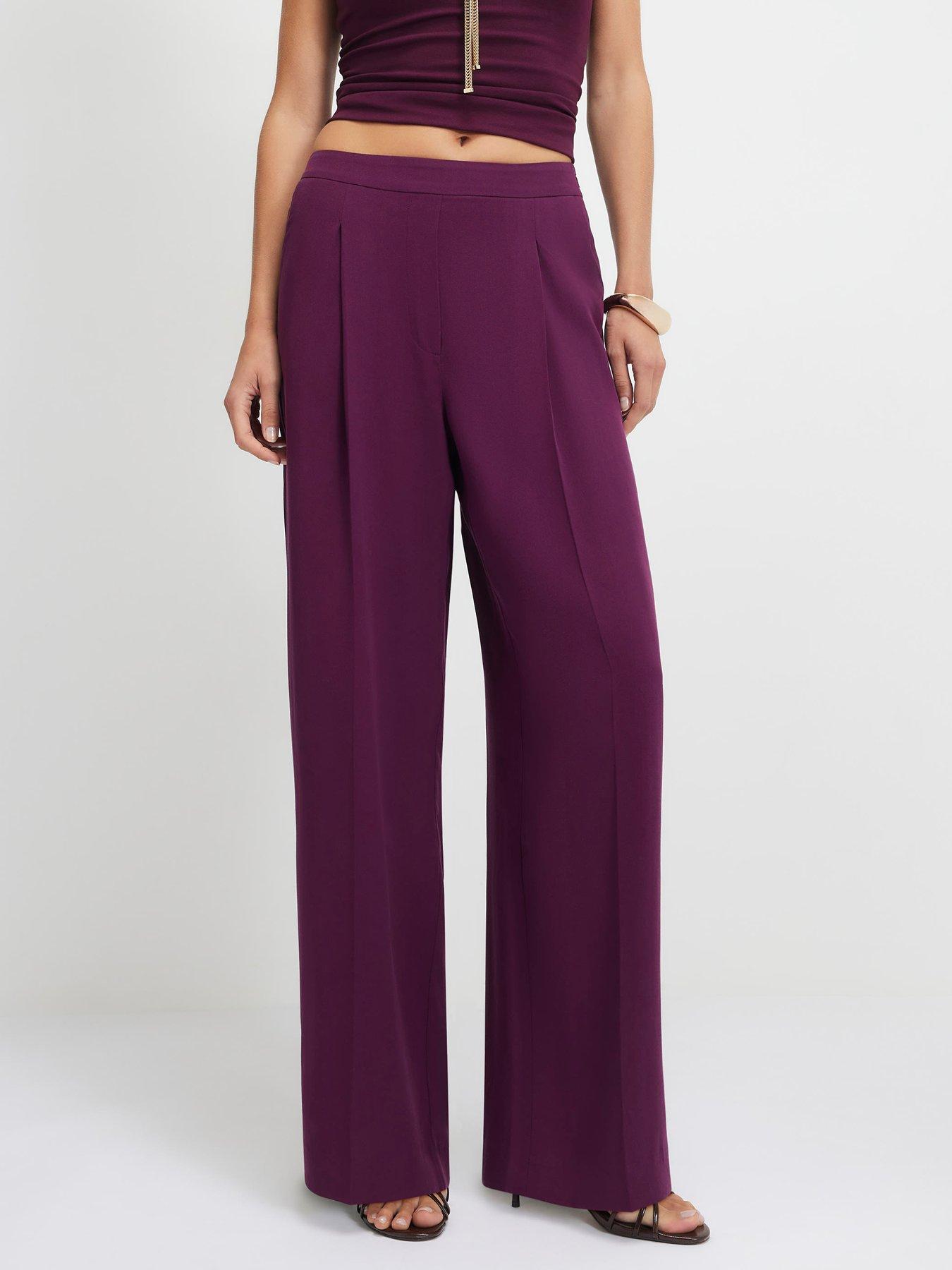 River Island Darted Wide Leg Trousers - Purple