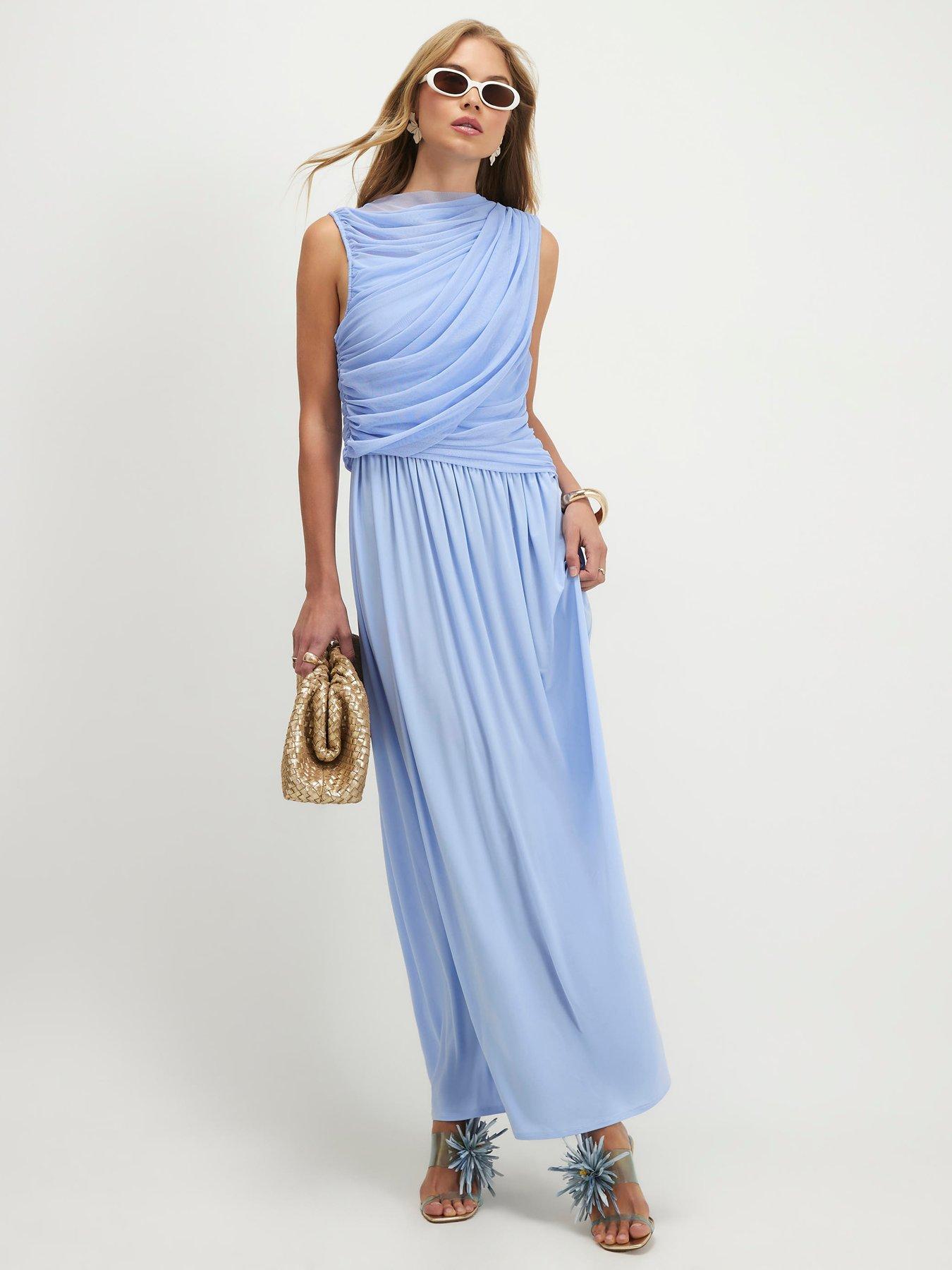 River Island Sleeveless Drape Maxi Dress - Blue