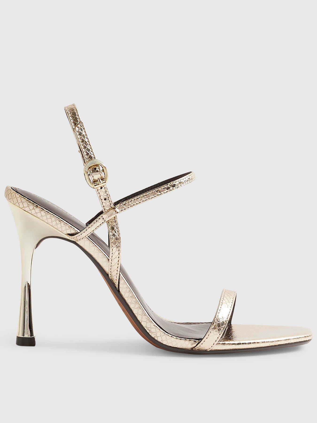 River Island Open Back High Heeled Sandal - Gold