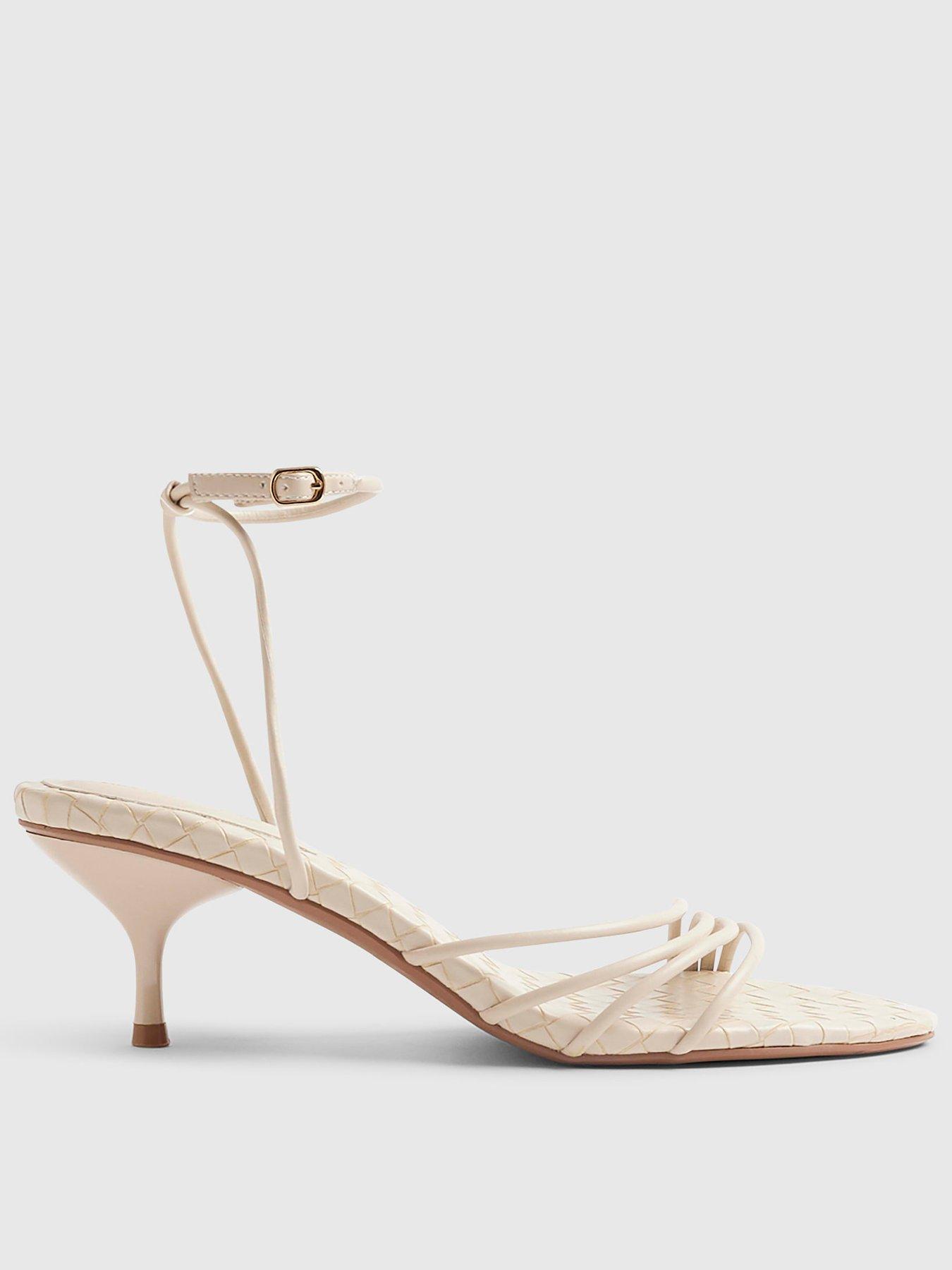 River Island Woven Skinny Strap Sandals - Cream
