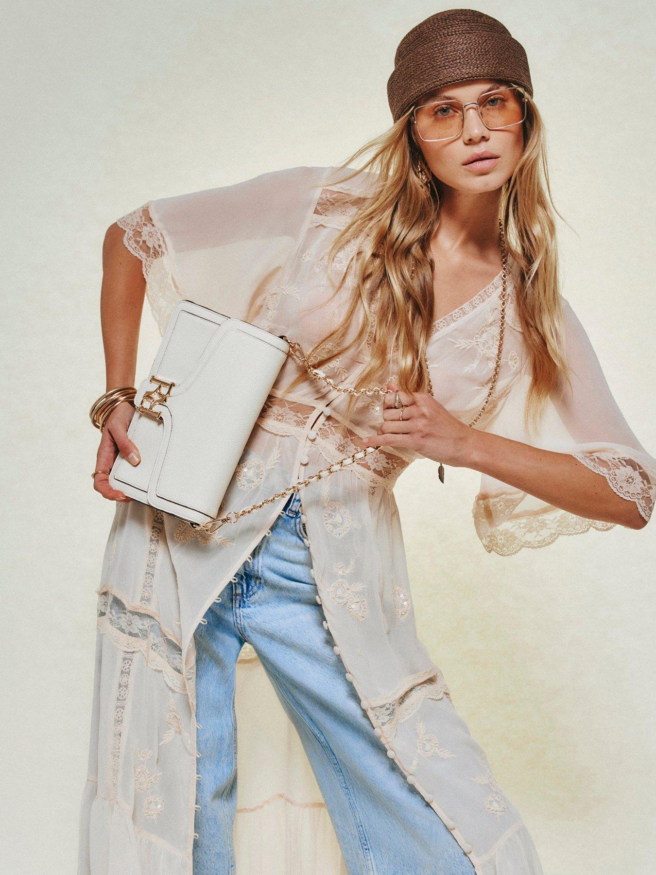 River Island Rr Flap Front Shoulder Bag - Cream