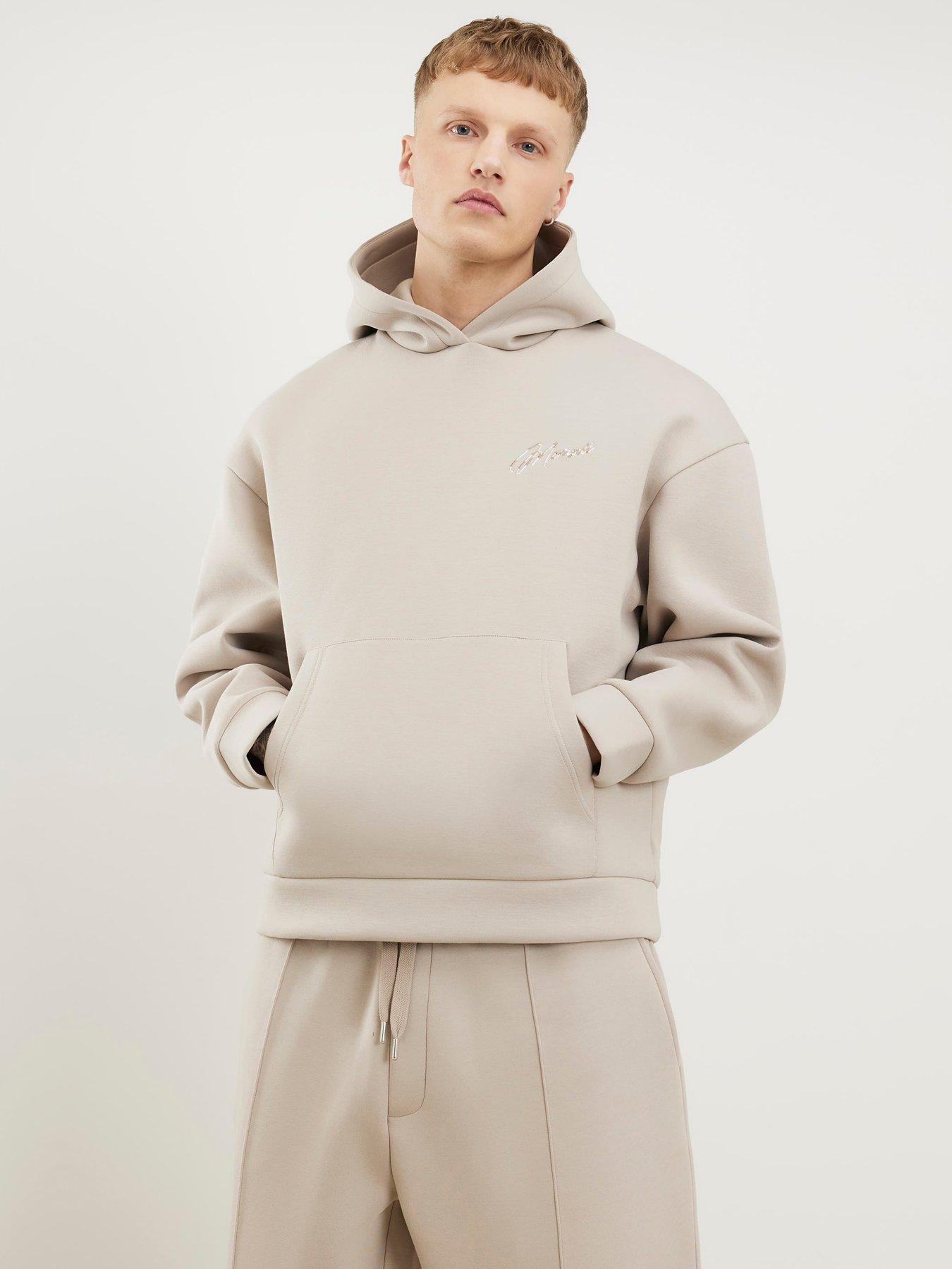 River Island Oversized Fit Script Graphic Hoodie - Natural