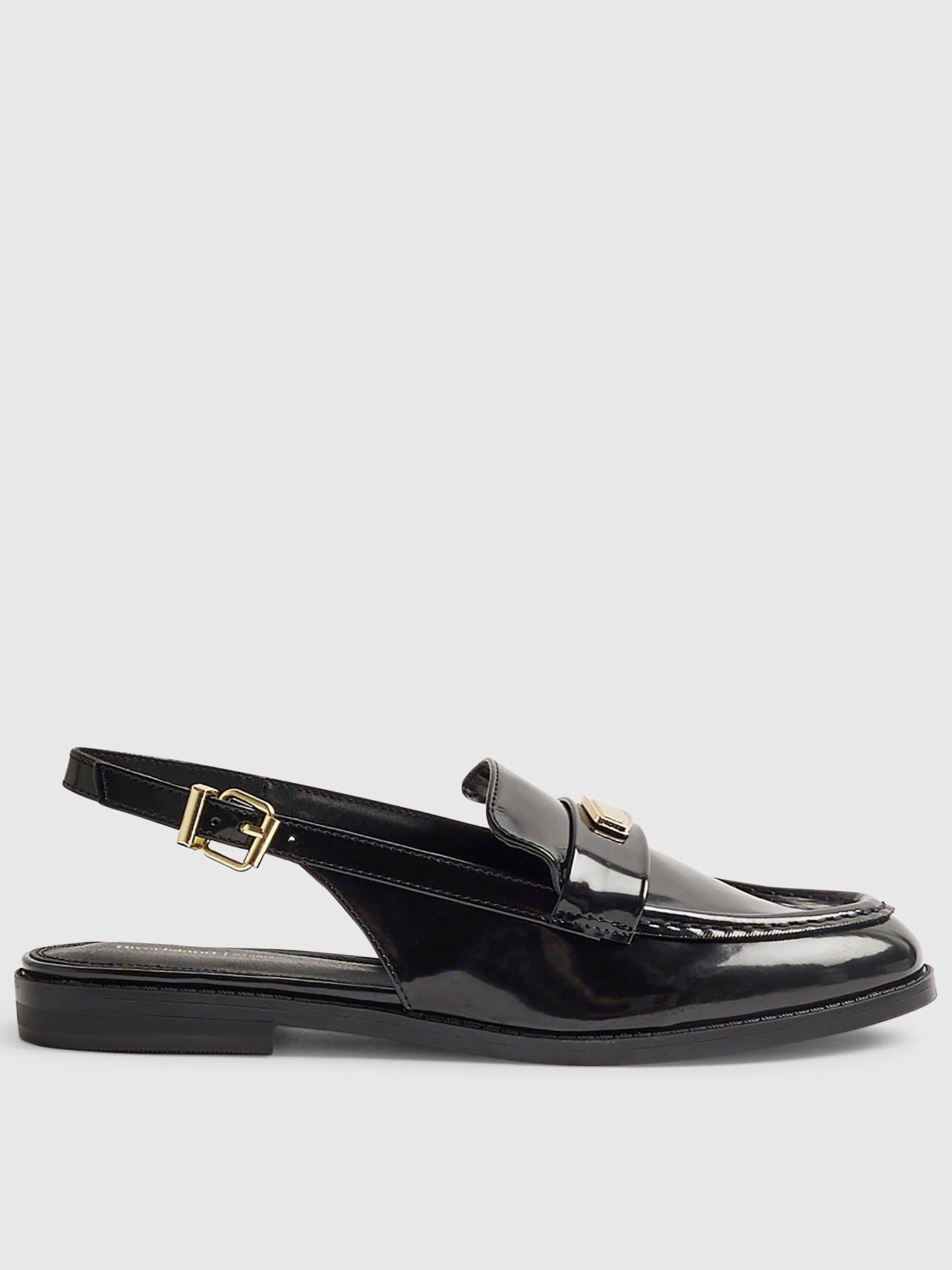 River Island Faux Leather Sling Back Shoes - Black