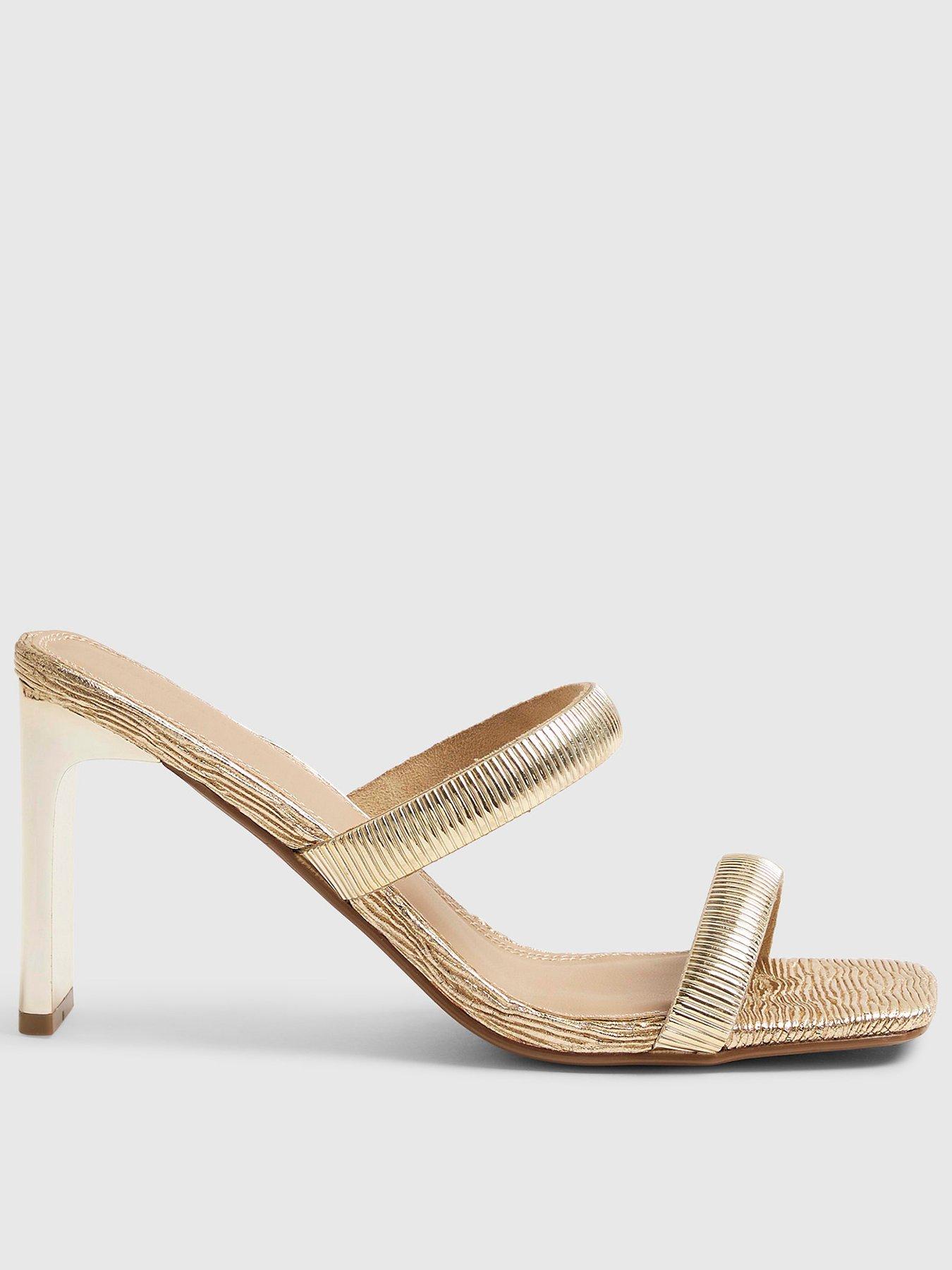 River Island Double Band Heeled Sandals - Gold