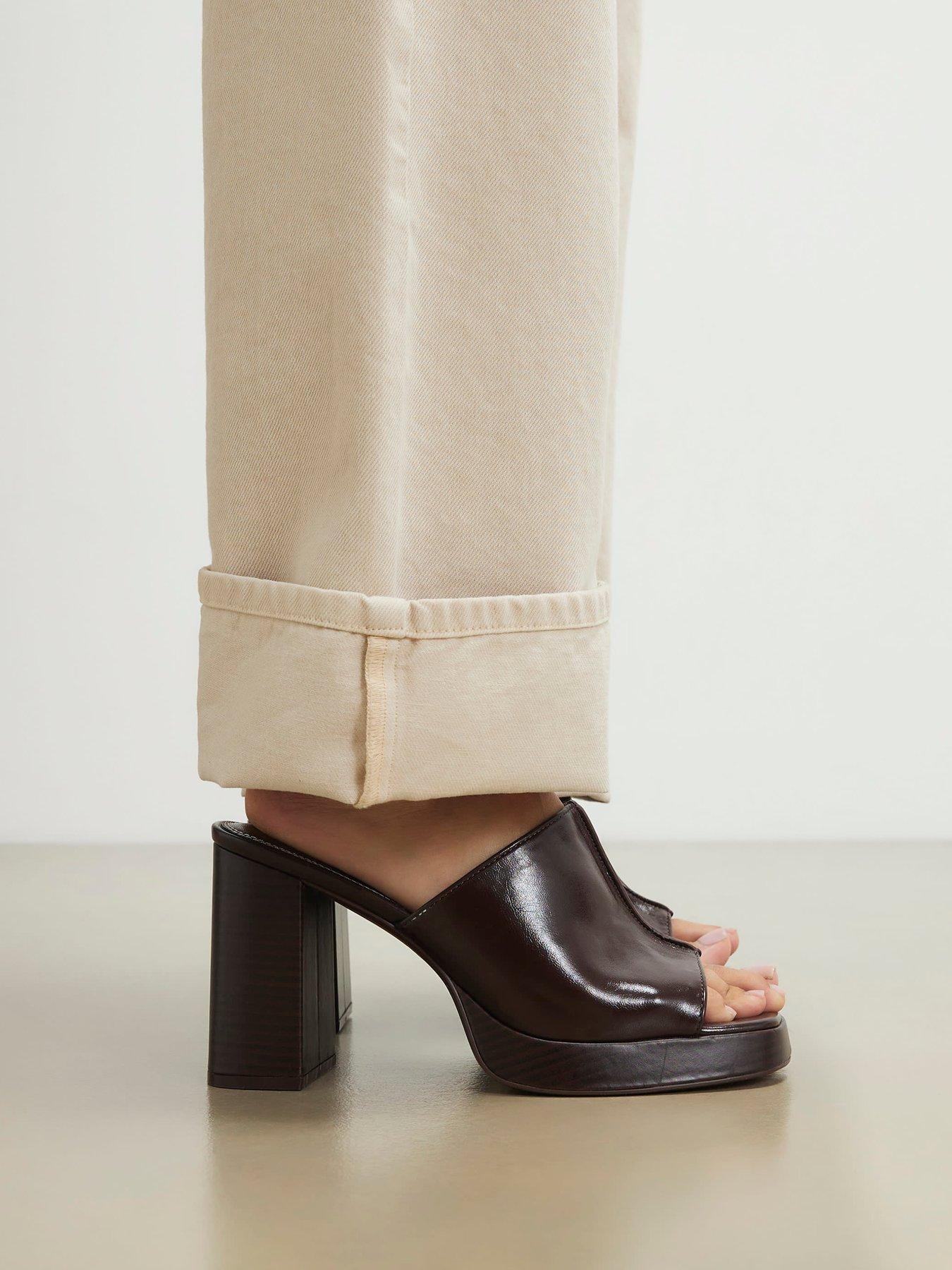 River Island Heeled Mule Sandals - Brown