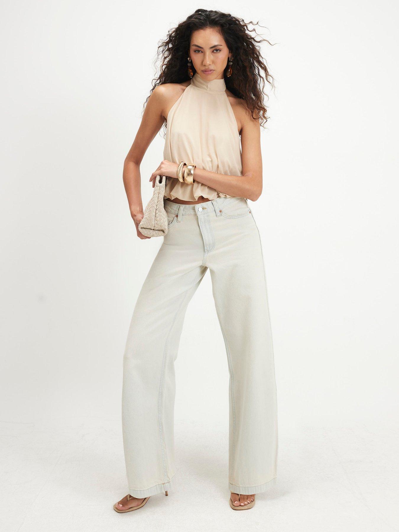 Image 2 of 4 of River Island Super Bleach Wide Leg Jeans - Blue
