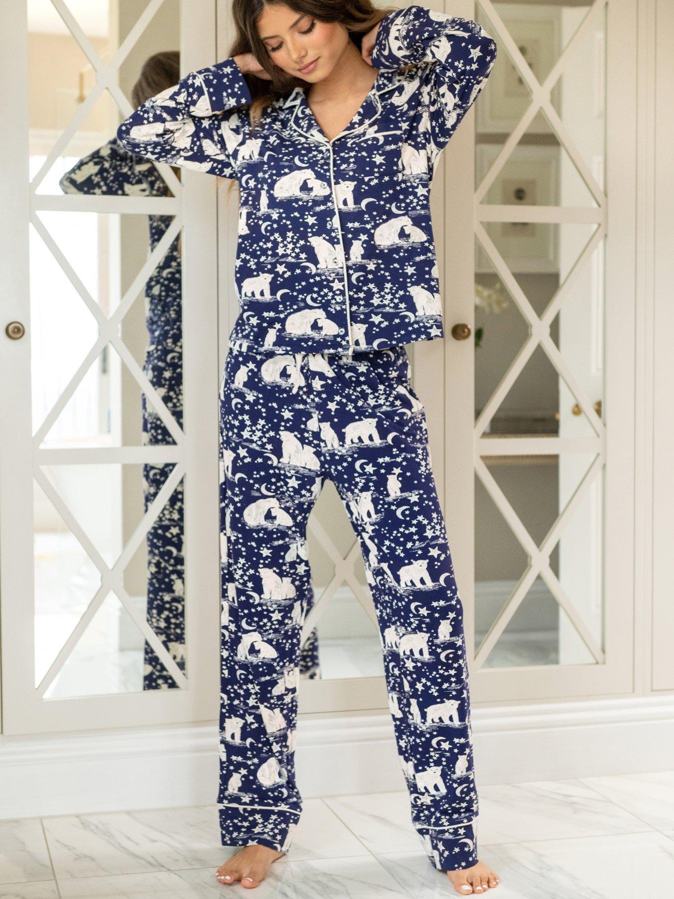 Image 1 of 4 of Pour Moi Printed Cotton Revere Pyjama Set