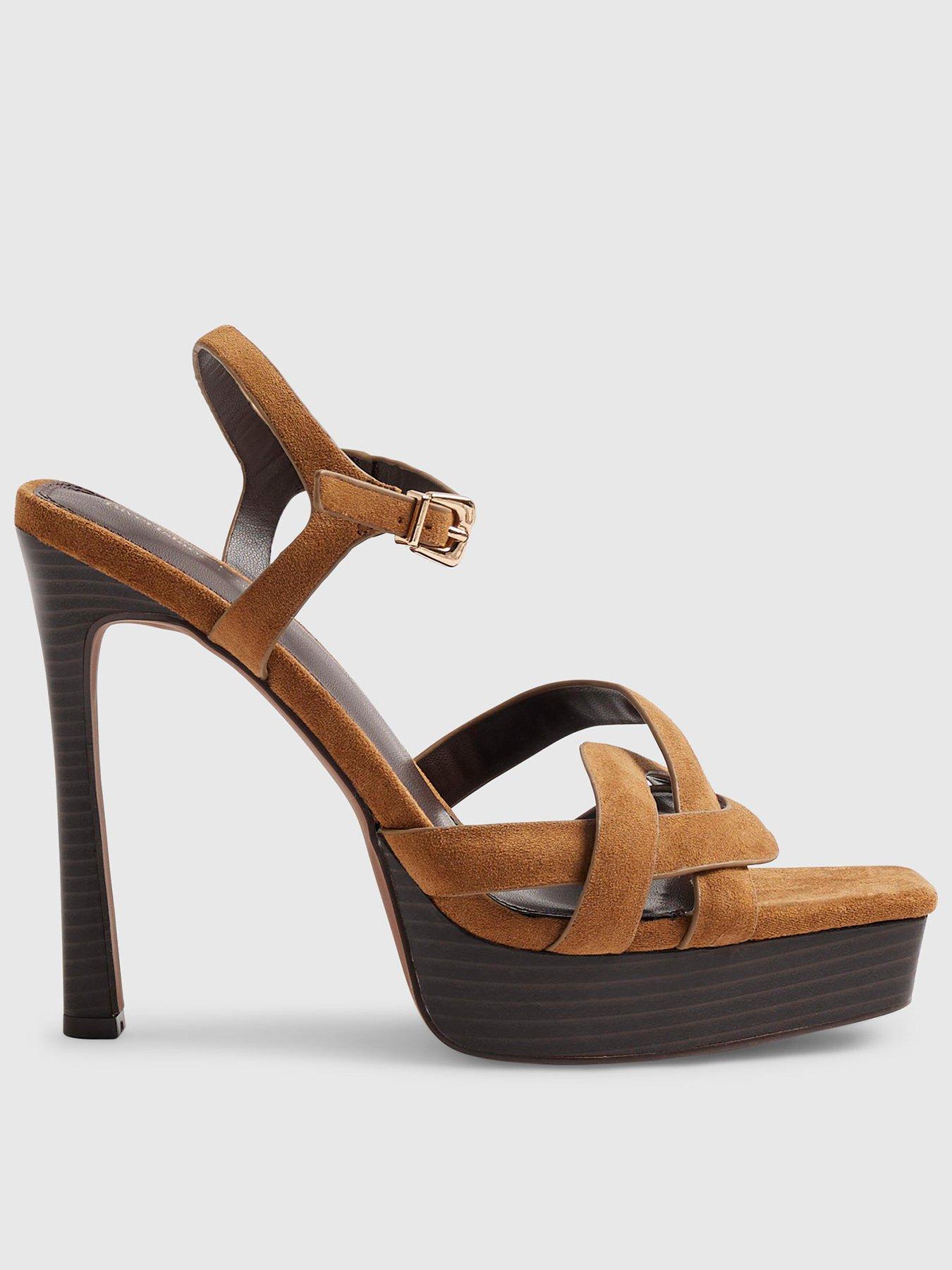 River Island Faux Suede Twisted Heeled Sandals