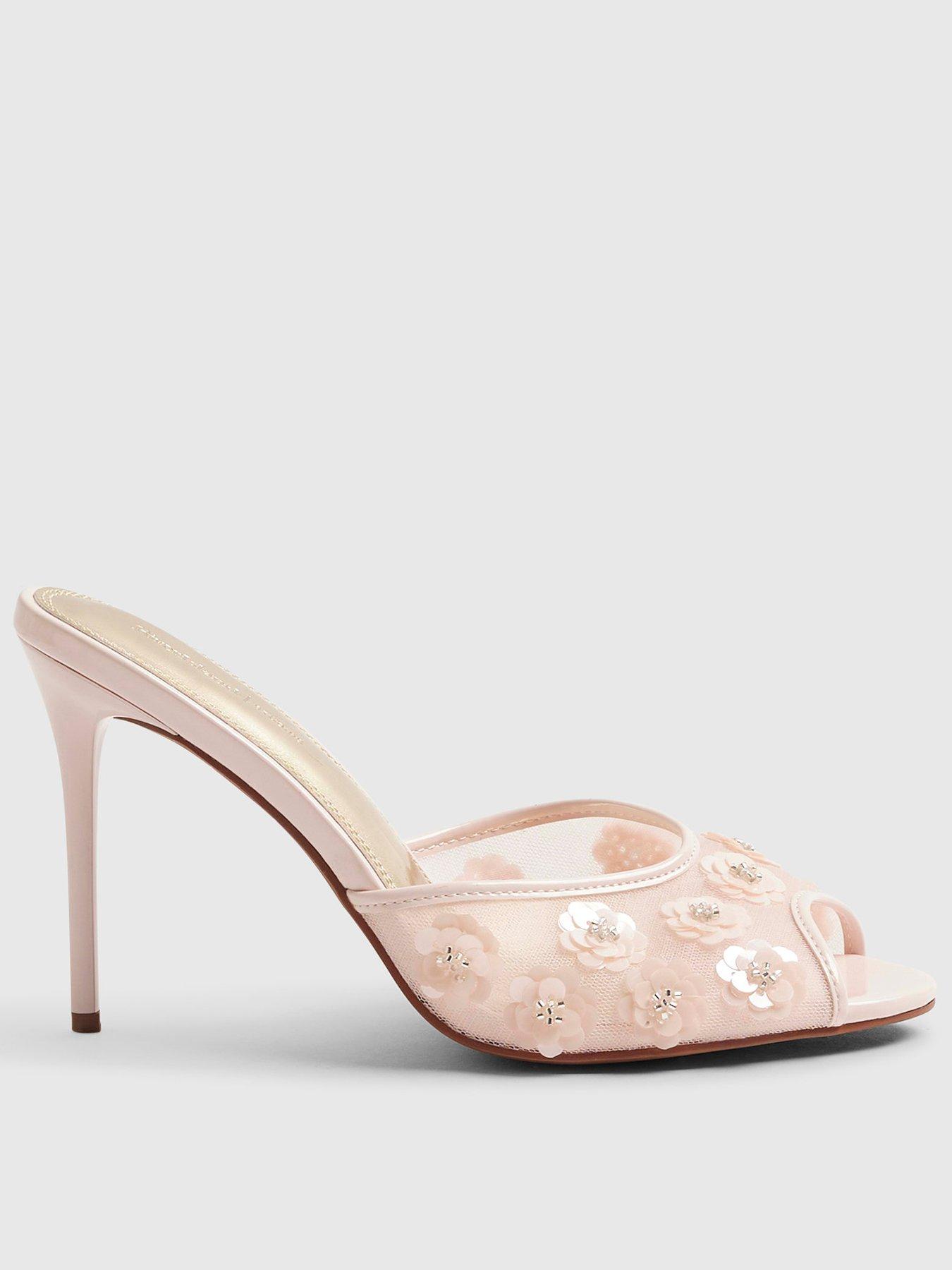 River Island Flower Mesh Mule Heels