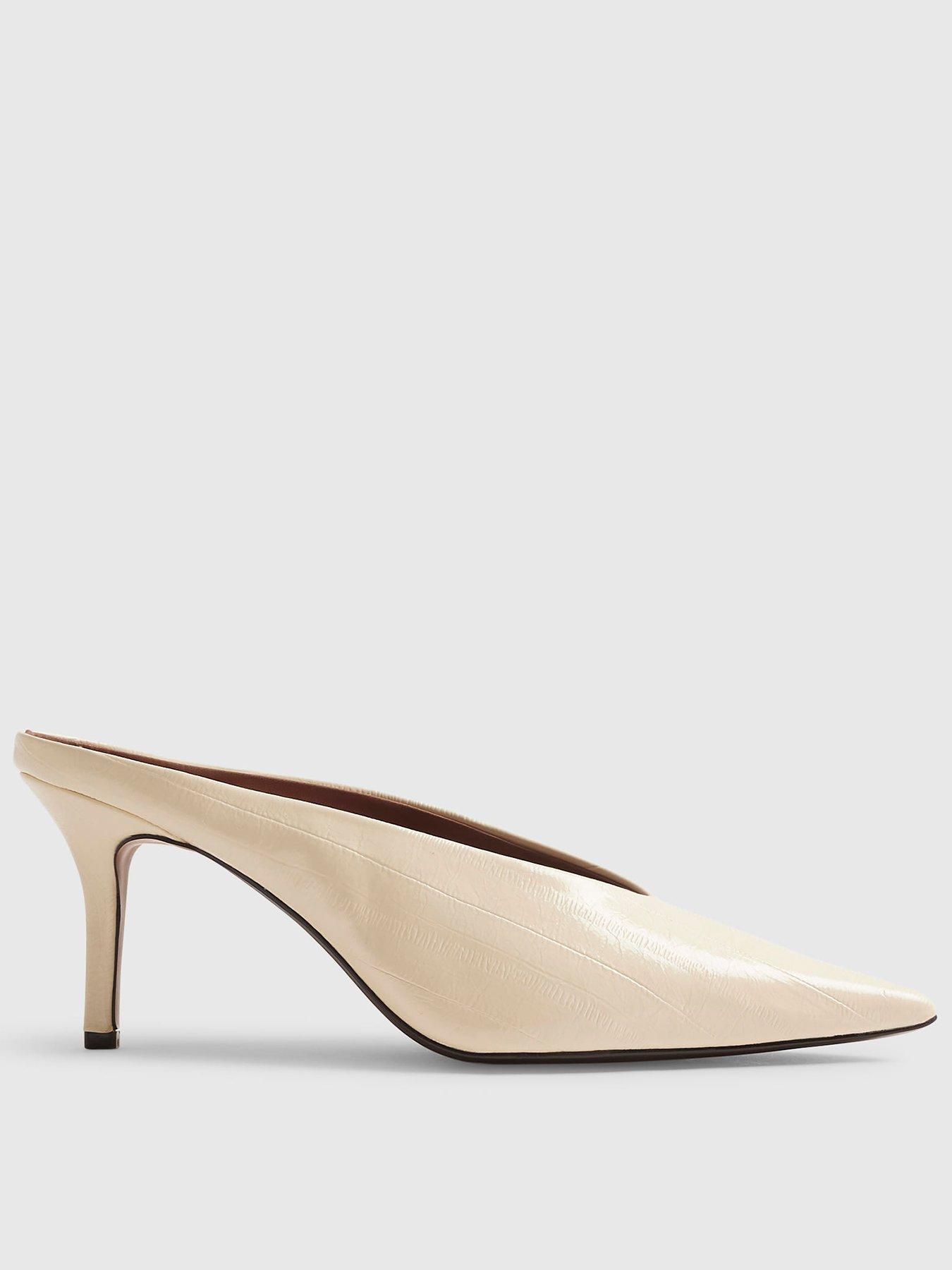 River Island Cream High Throat Mule Court Shoes