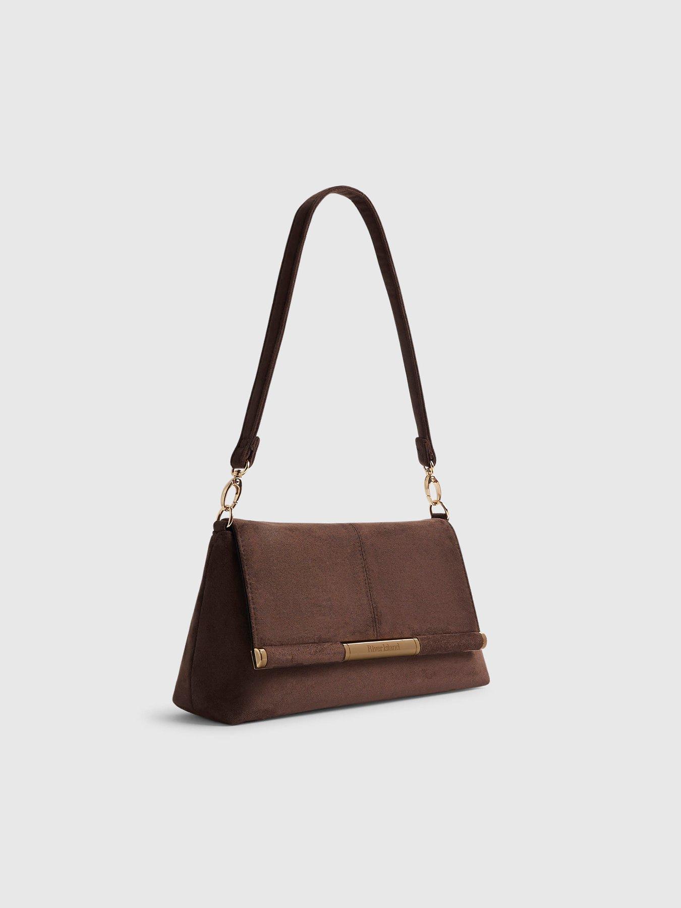 Image 3 of 5 of River Island Faux Suede Bar Front Clutch Bag