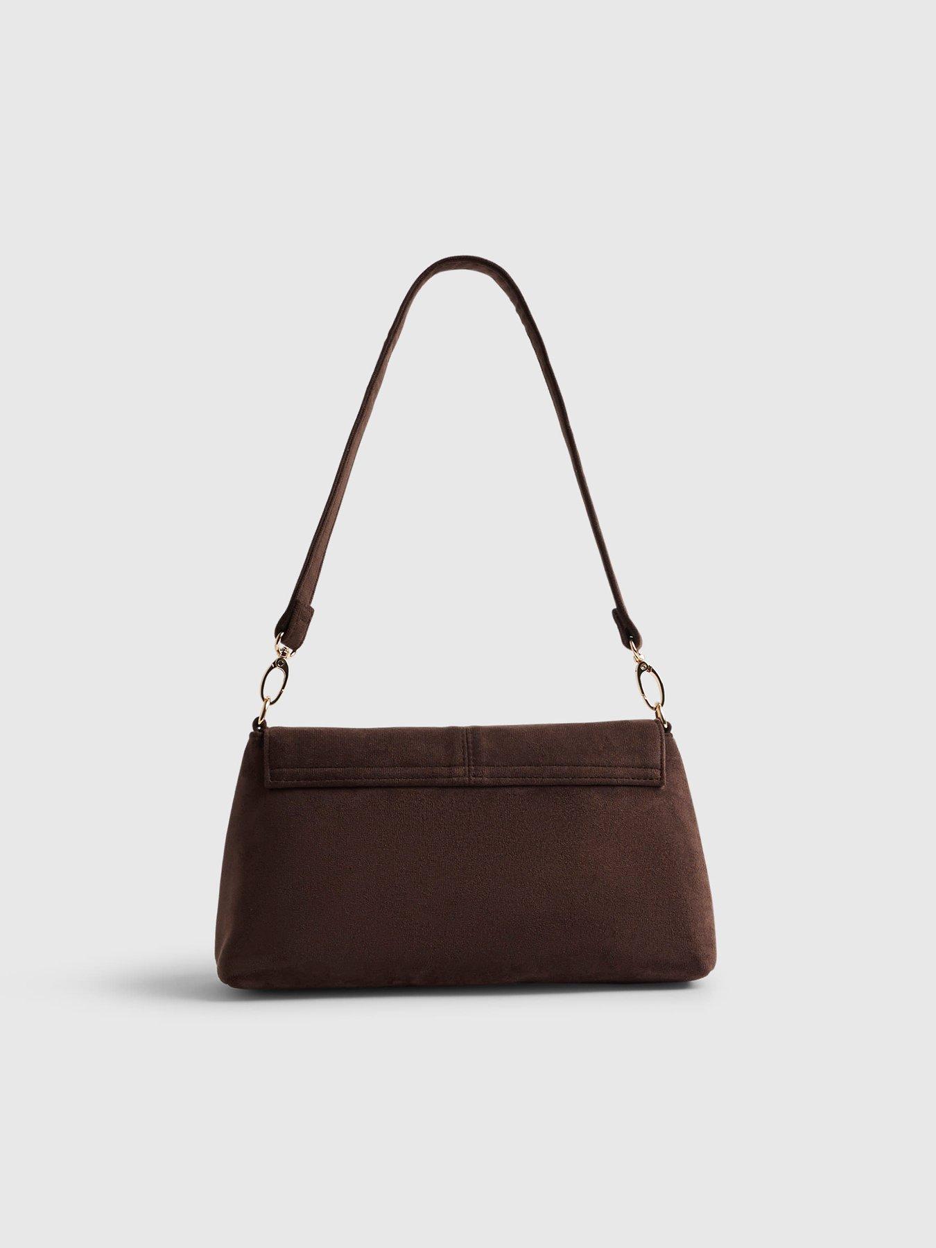 Image 4 of 5 of River Island Faux Suede Bar Front Clutch Bag