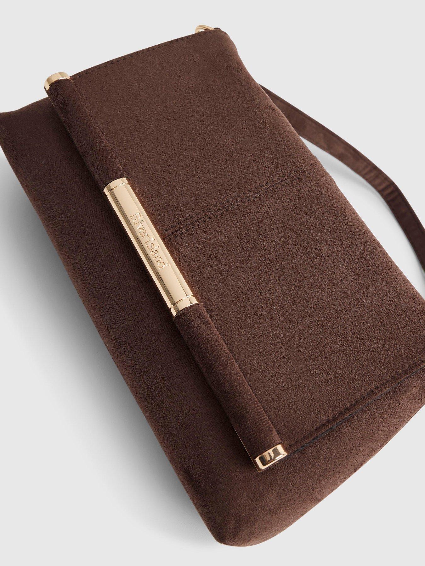 Image 5 of 5 of River Island Faux Suede Bar Front Clutch Bag