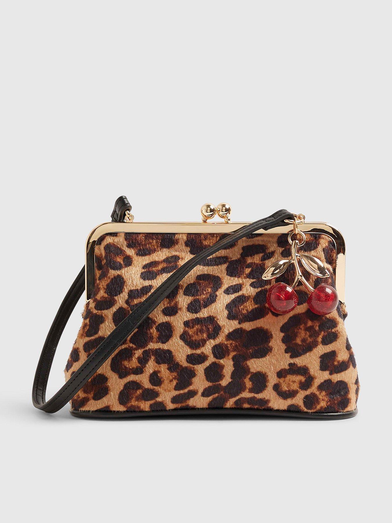 Image 1 of 5 of River Island Leopard Print Framed Clutch Bag