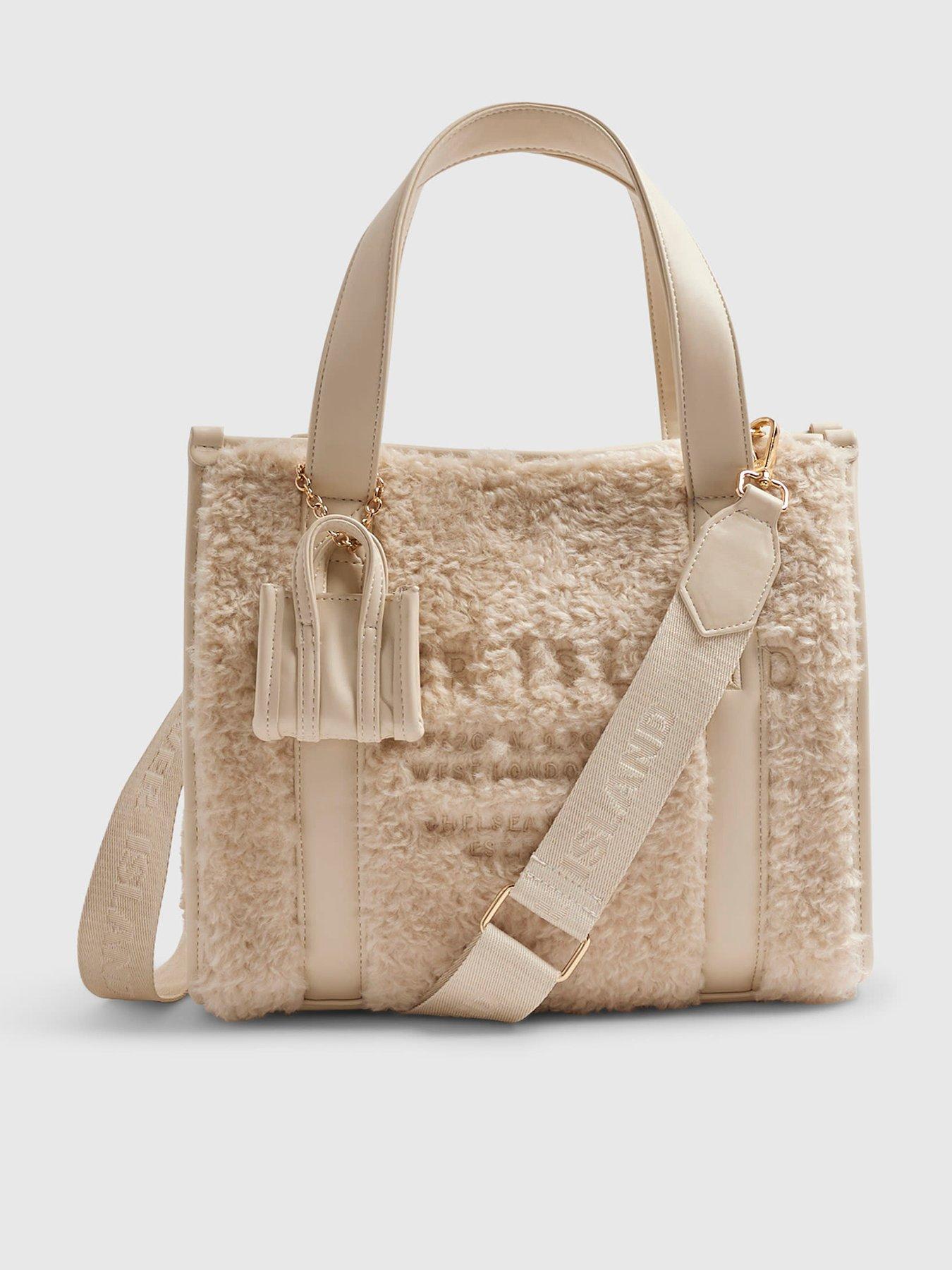 River Island Embroidered Faux Fur Tote Bag