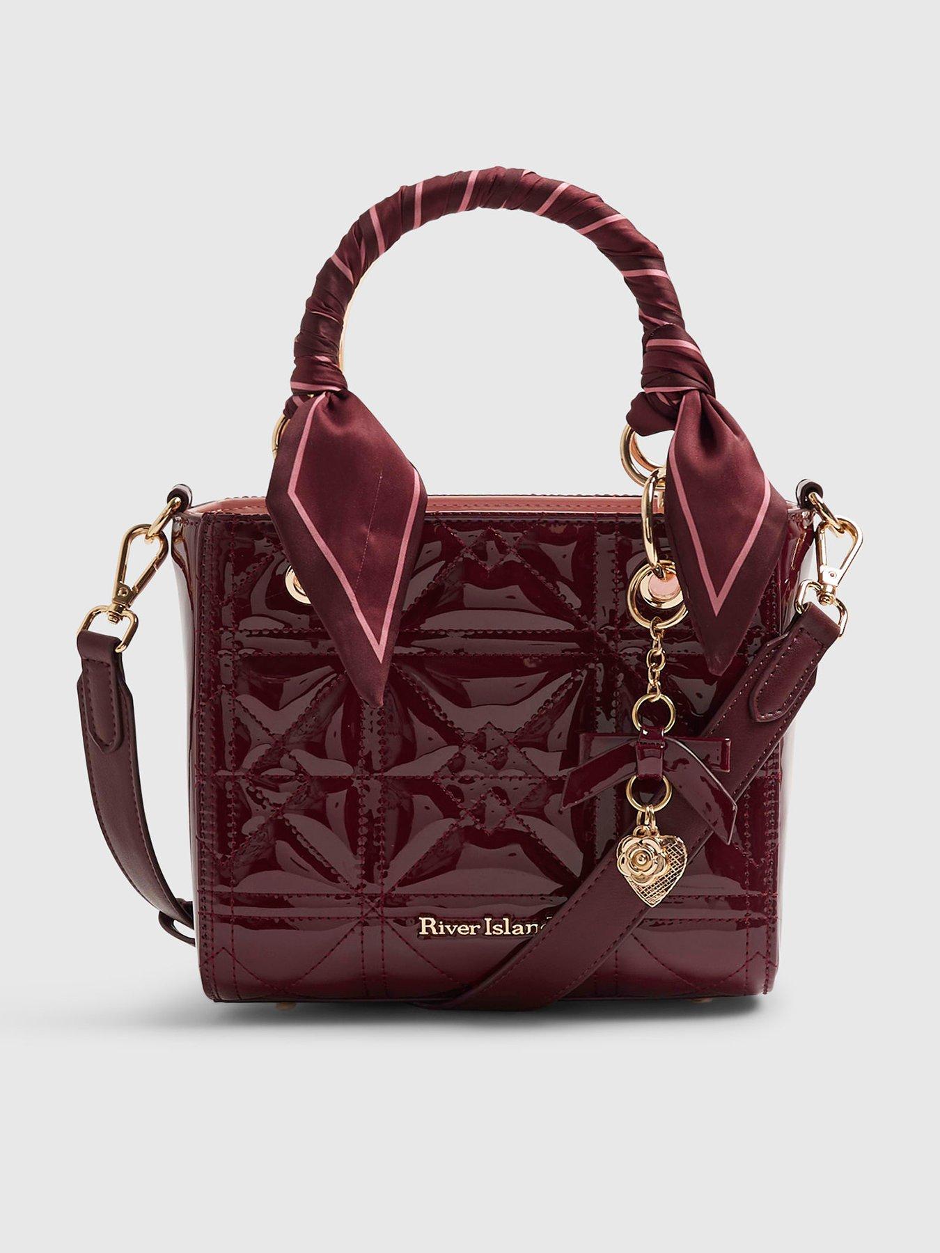 River Island Red Patent Quilted Tote Bag
