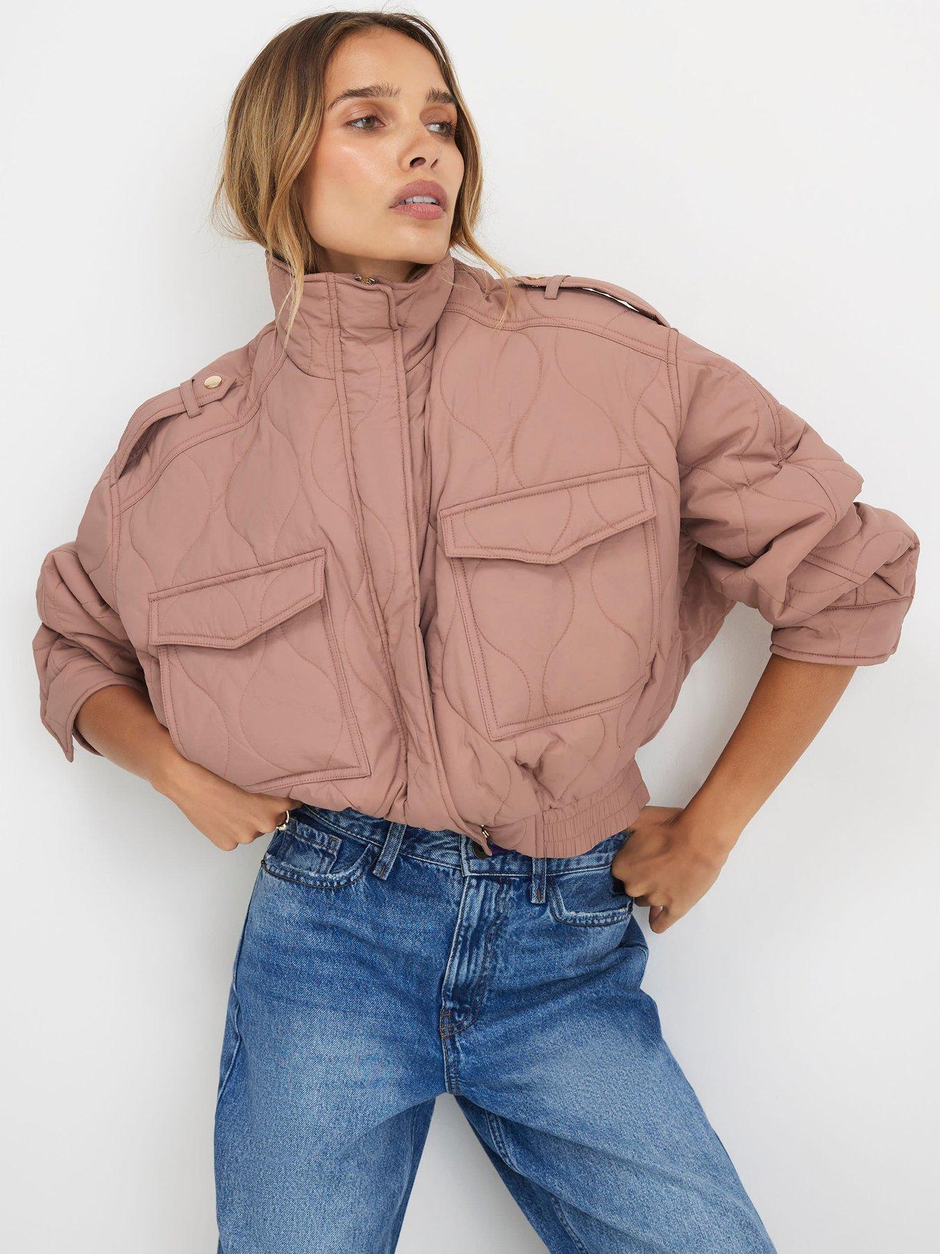 River Island Quilted Funnel Neck Bomber Jacket